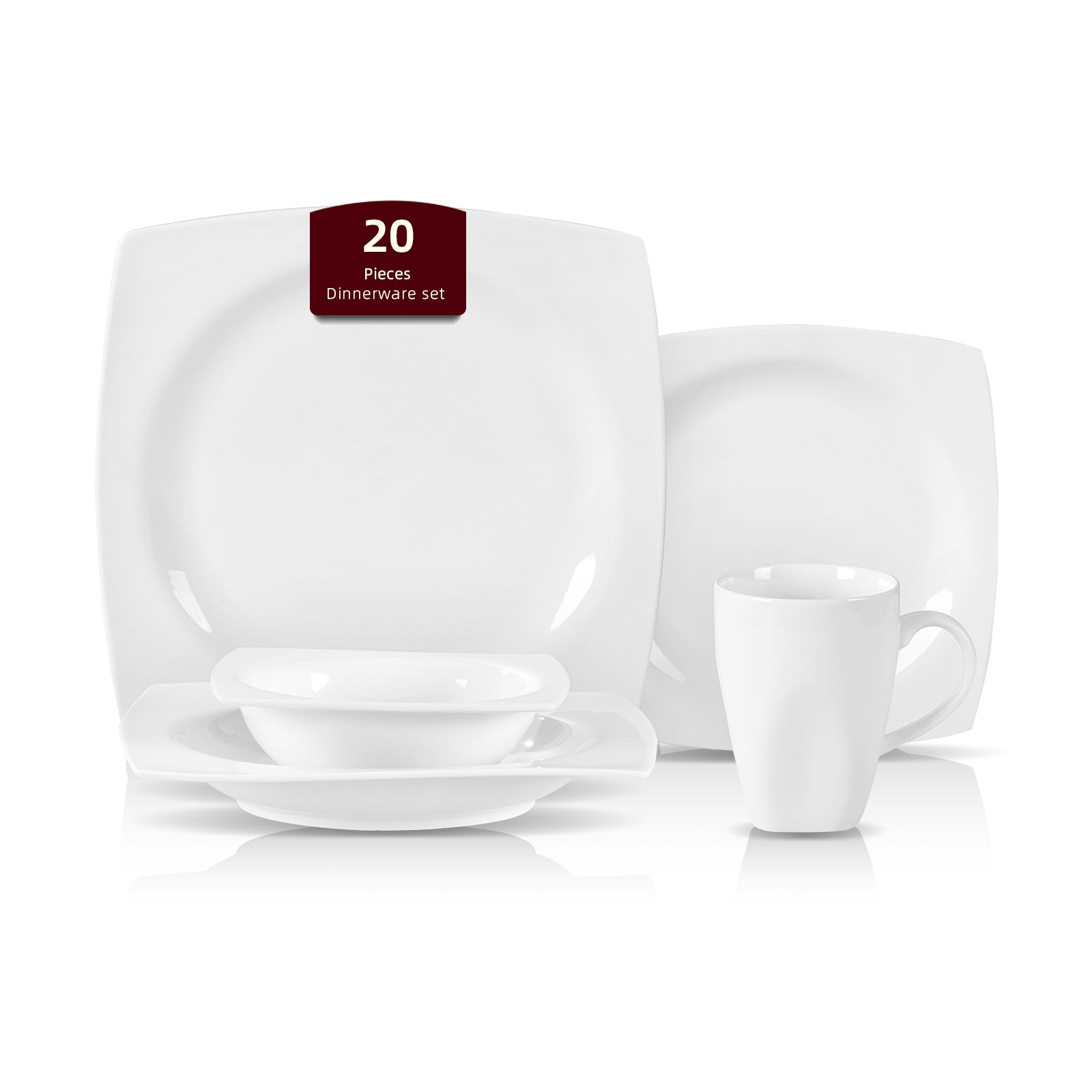 Bone China Square Rim Dinnerware Set