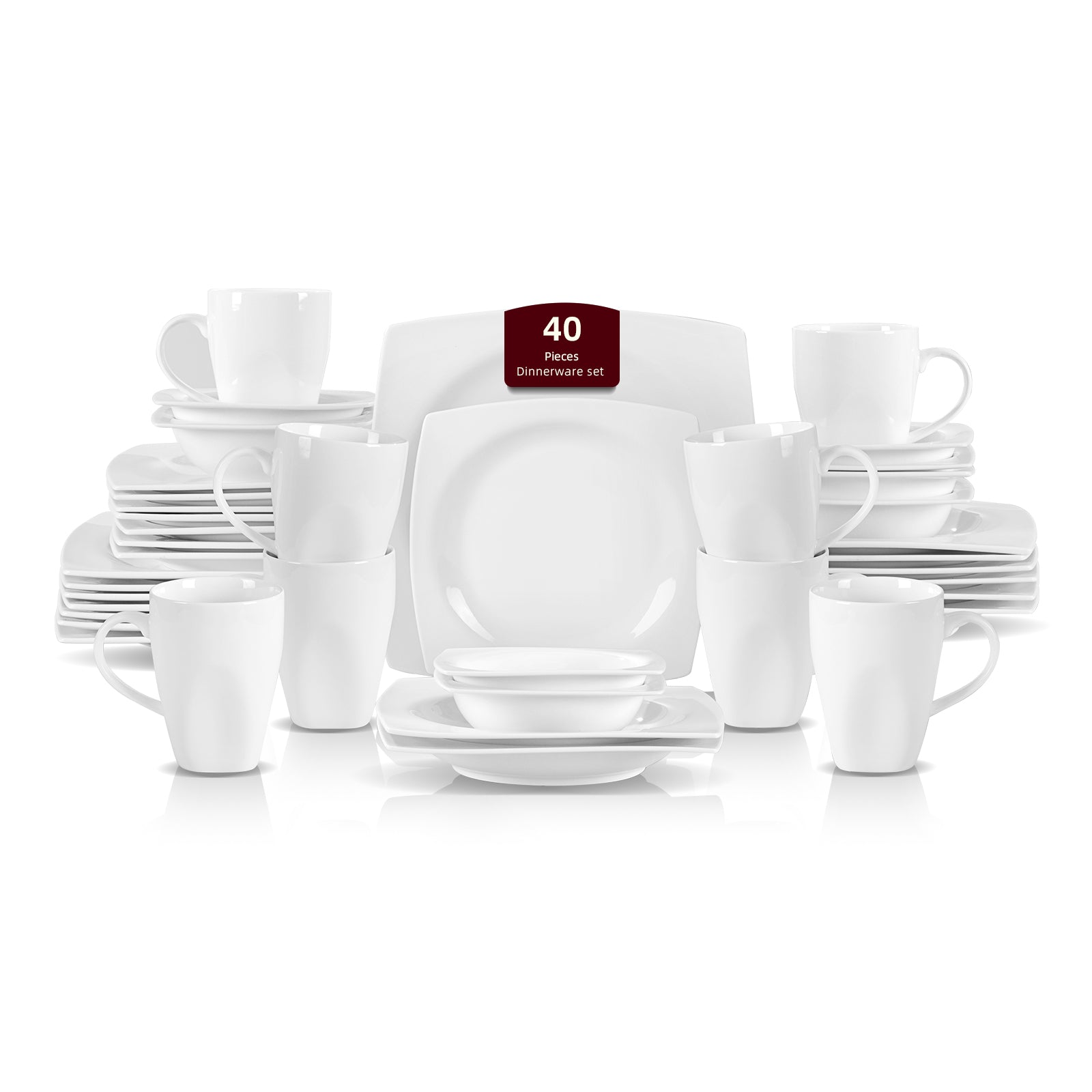 Bone China Square Rim Dinnerware Set
