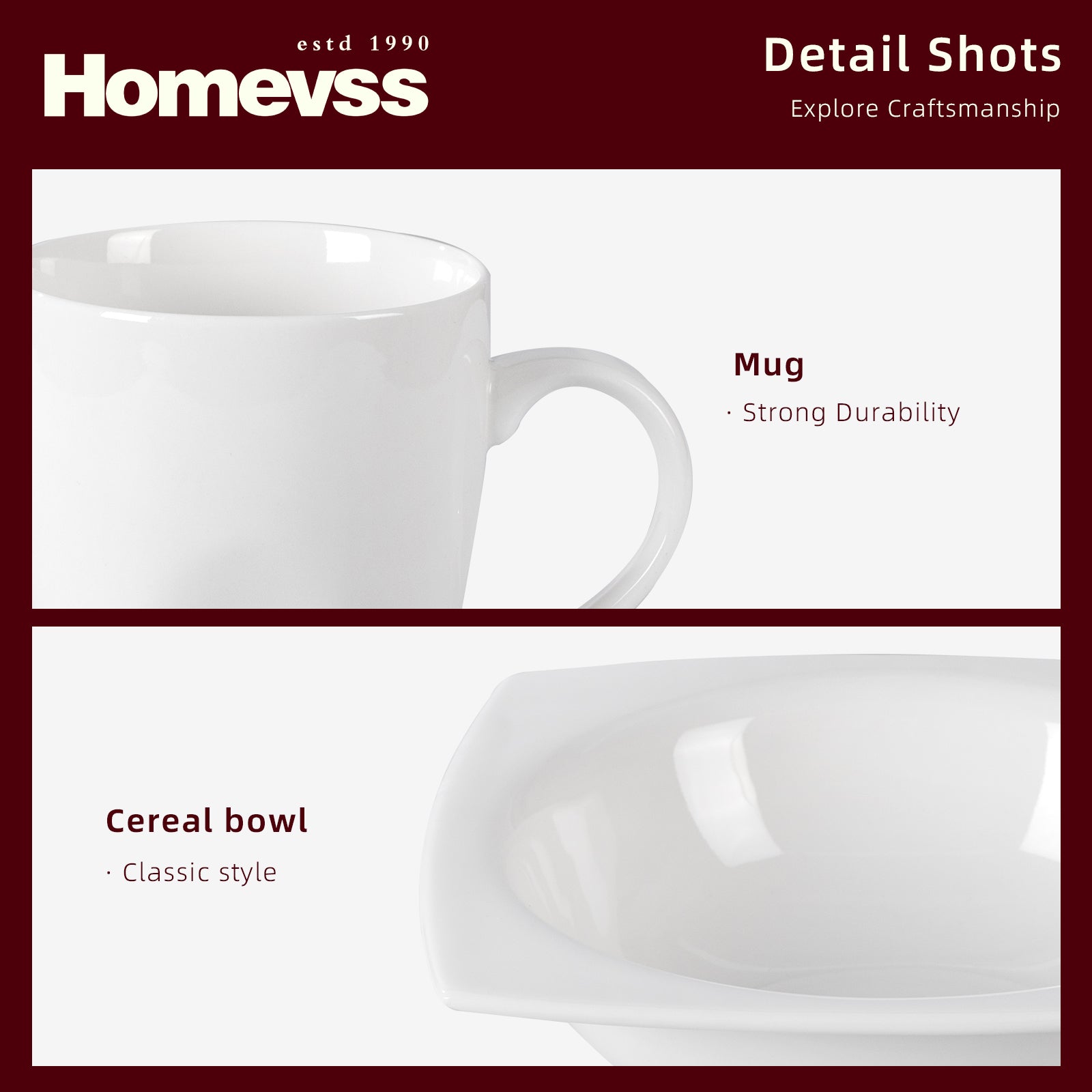 Bone China Square Rim Dinnerware Set