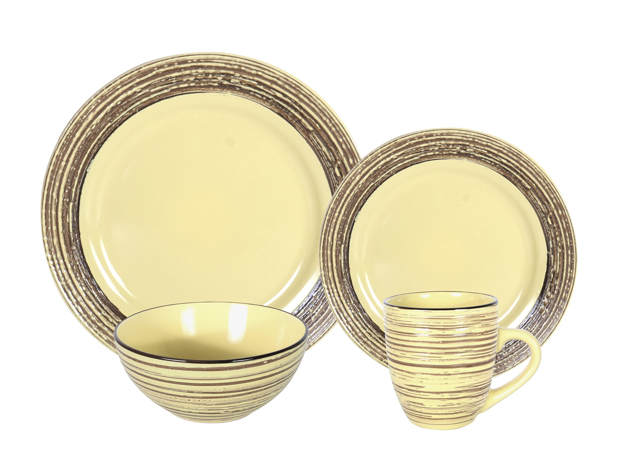 Stoneware Handcrafted Tree Bark Effected Glaze Dinnerware Set (Service for 4-16pc Set)