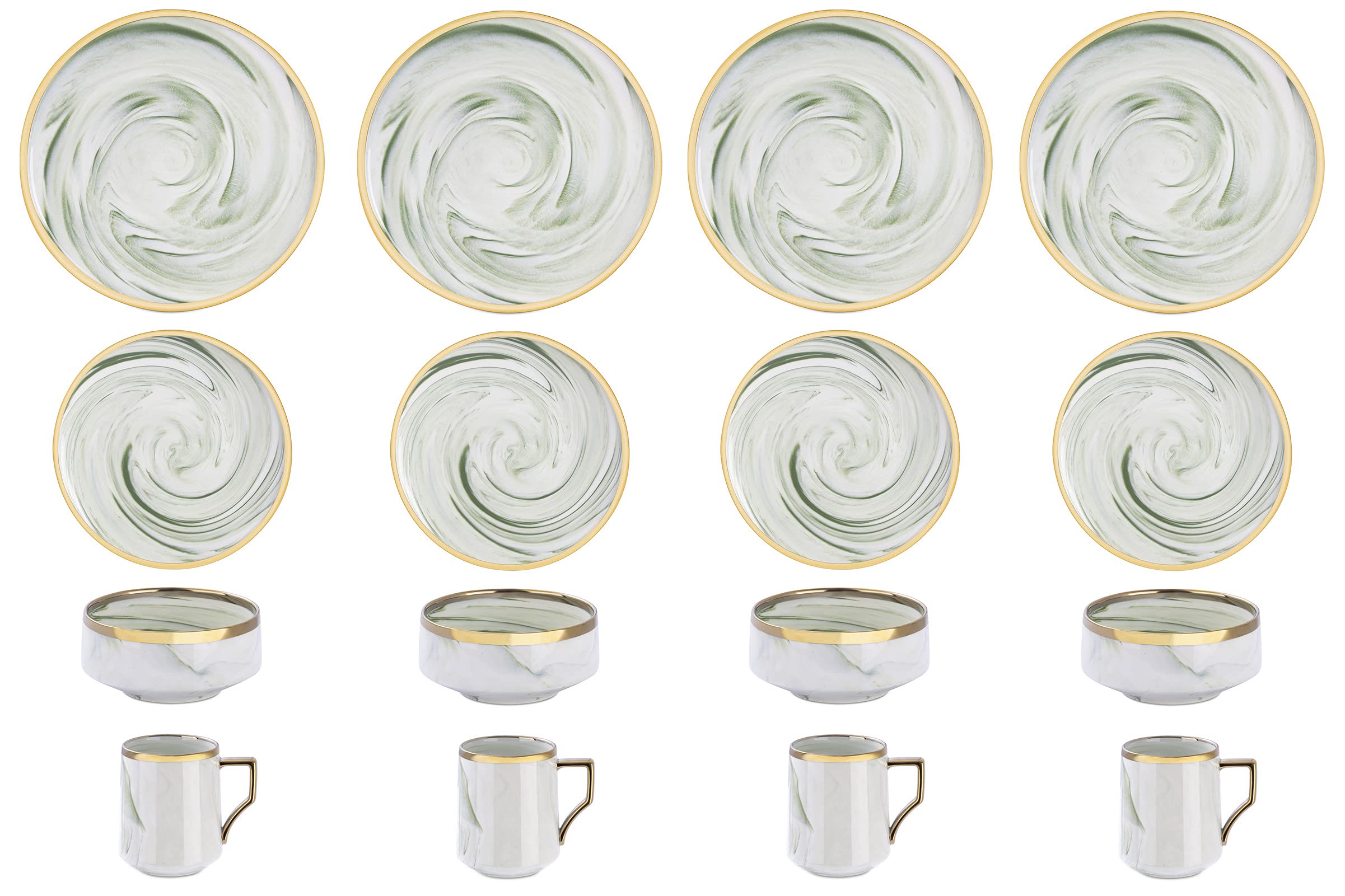 Fine China Artisan Marbled 20pc Dinner Set, varations with golden line