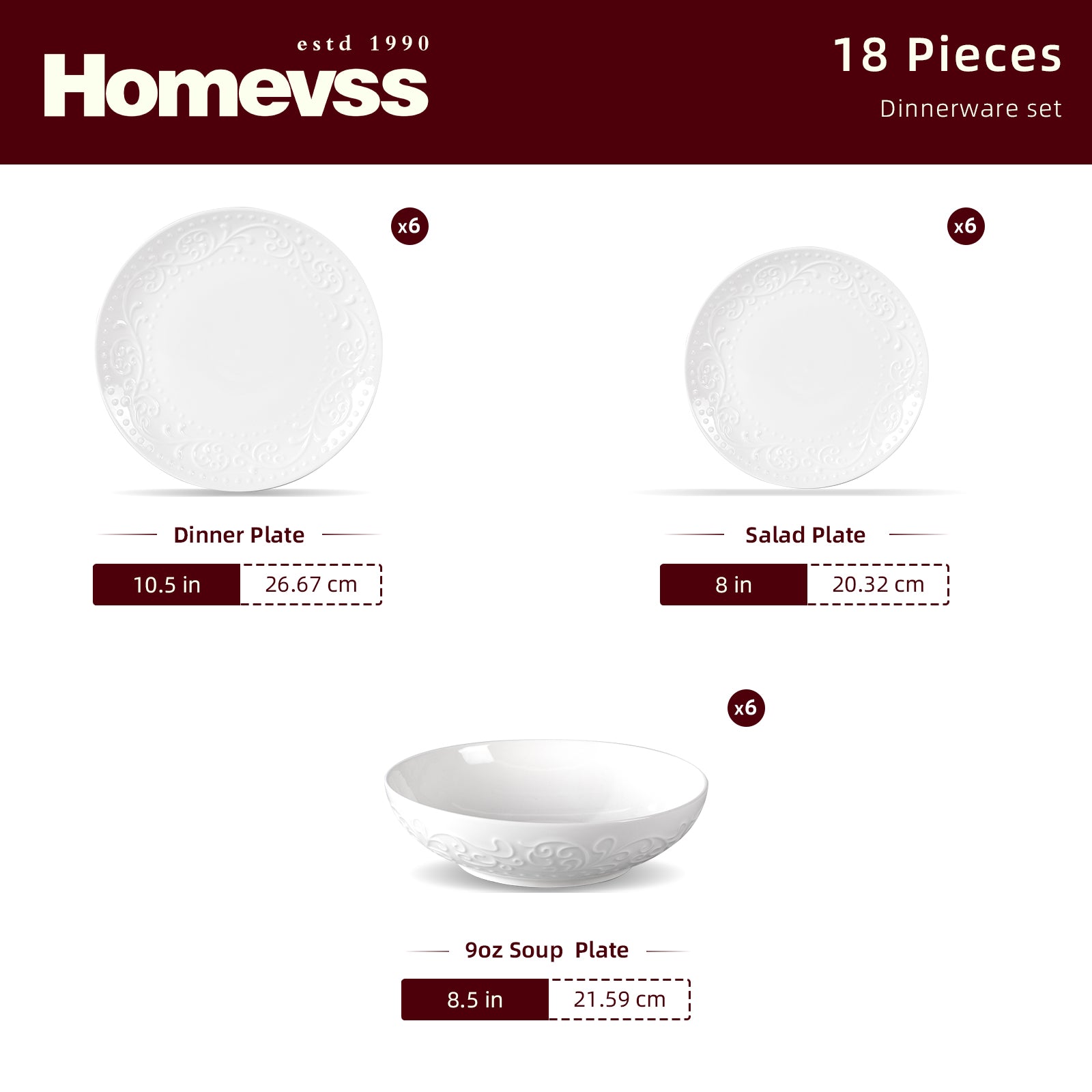 Bone China Embossed Italy Countryside Dinnerware Set