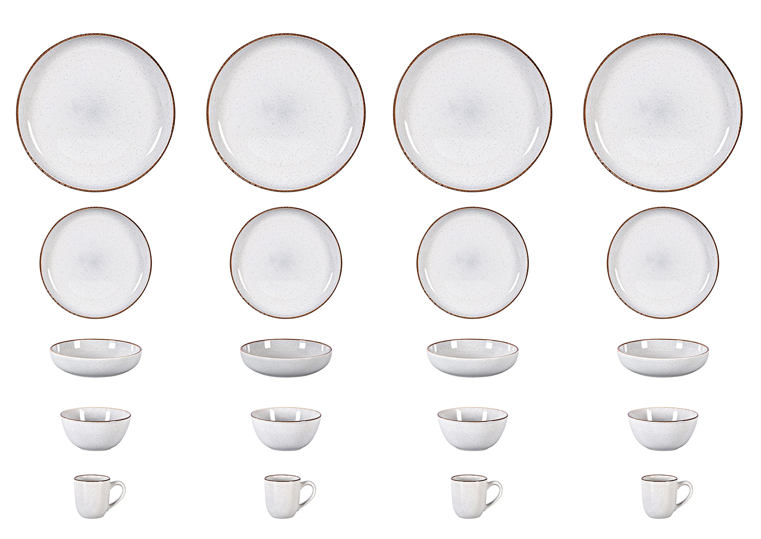 Stoneware Euro-Nordic 20pc Dinnerware Set, Shiny White With Speckled Effect