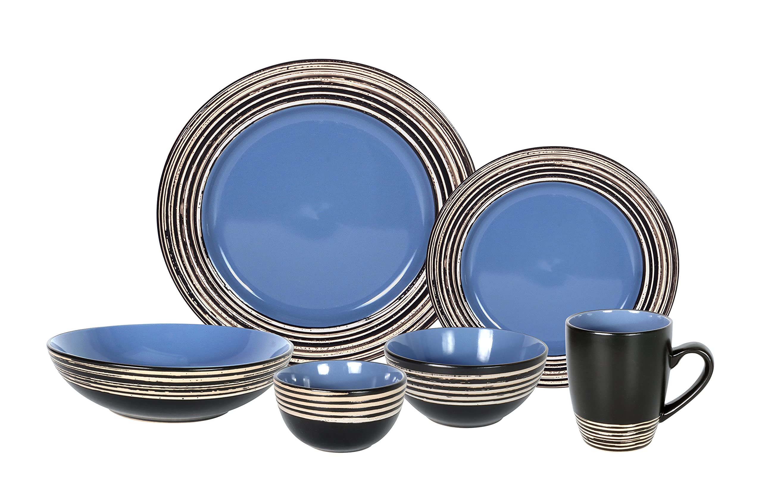 Stoneware Handcrafted Tree Bark Effected Glaze Dinnerware Set (Service for 4-16pc Set)