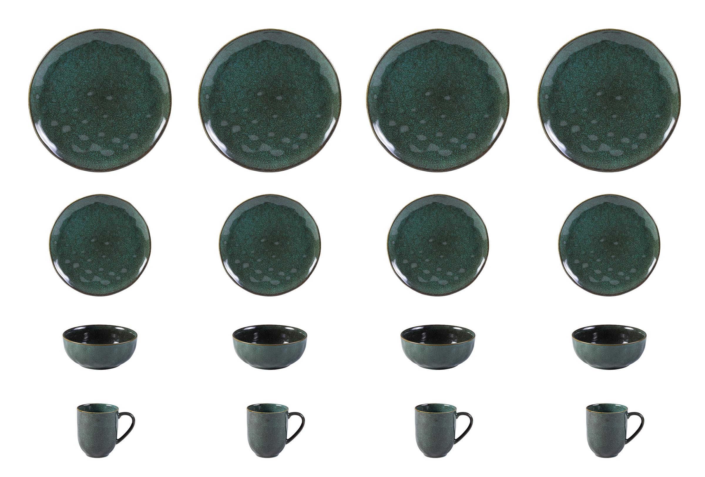 Oranic Stoneware Sky Star 16pc Dinner Set Reactive Glaze, Blue