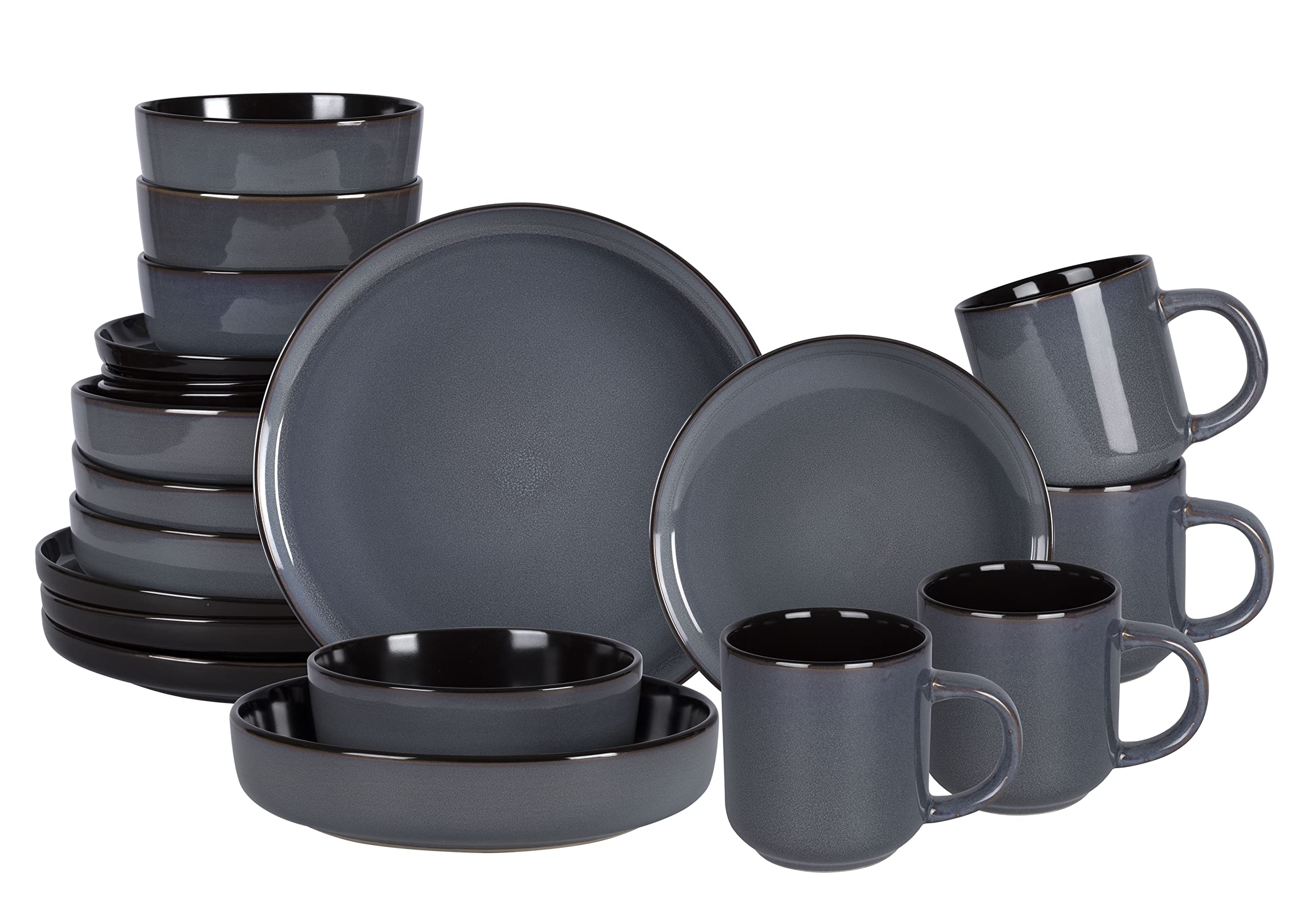 Nordic Shape Stoneware 20pc Dinnerware Set, Reactive Glaze