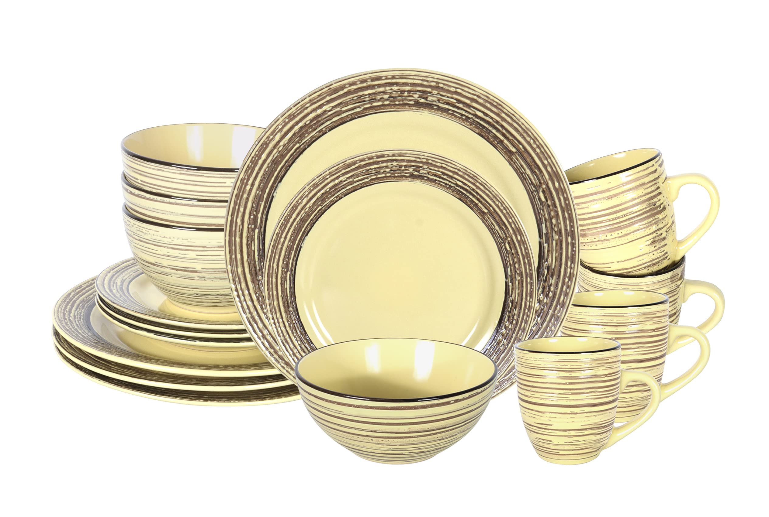 Stoneware Handcrafted Tree Bark Effected Glaze Dinnerware Set (Service for 4-16pc Set)