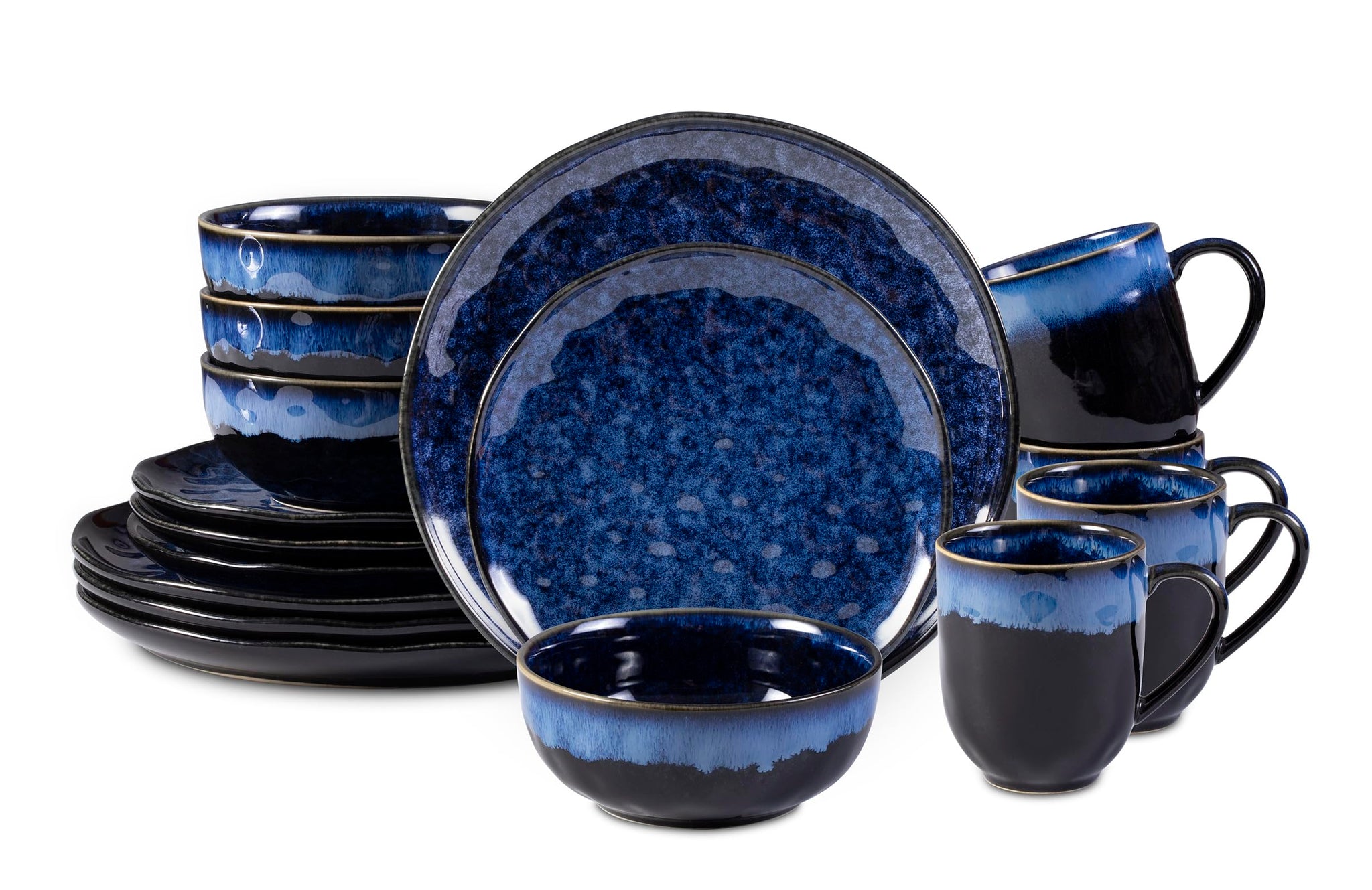 (Green) Stoneware Reactive Glaze Organic Sky Star Dinnerware Set