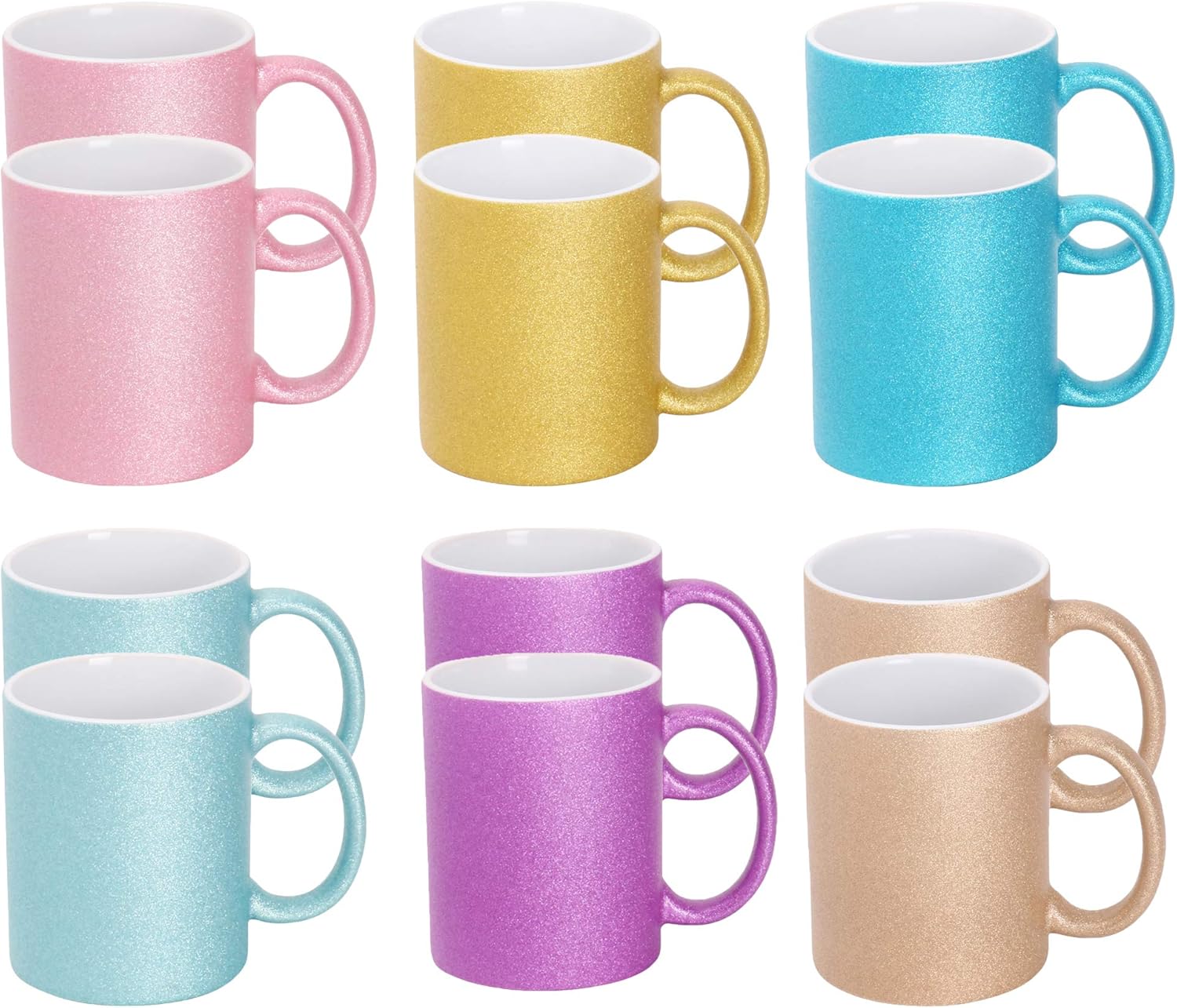 Stoneware 11oz Sublimation Mug, 6 Assorted Sparking Colors