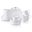 HomeVSS modern white bone china 16-piece dinnerware set with a sleek Nordic cone shape