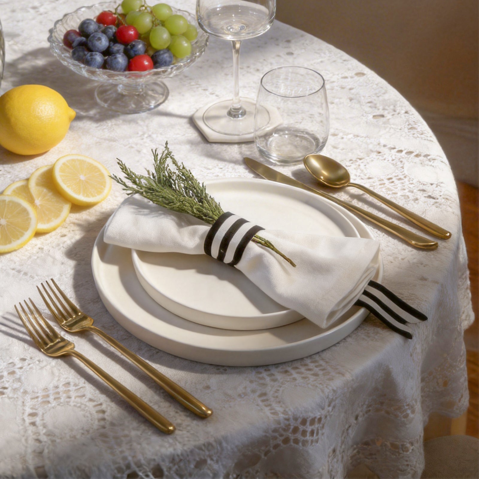 Close-up of lightweight bone china cone shaped plates