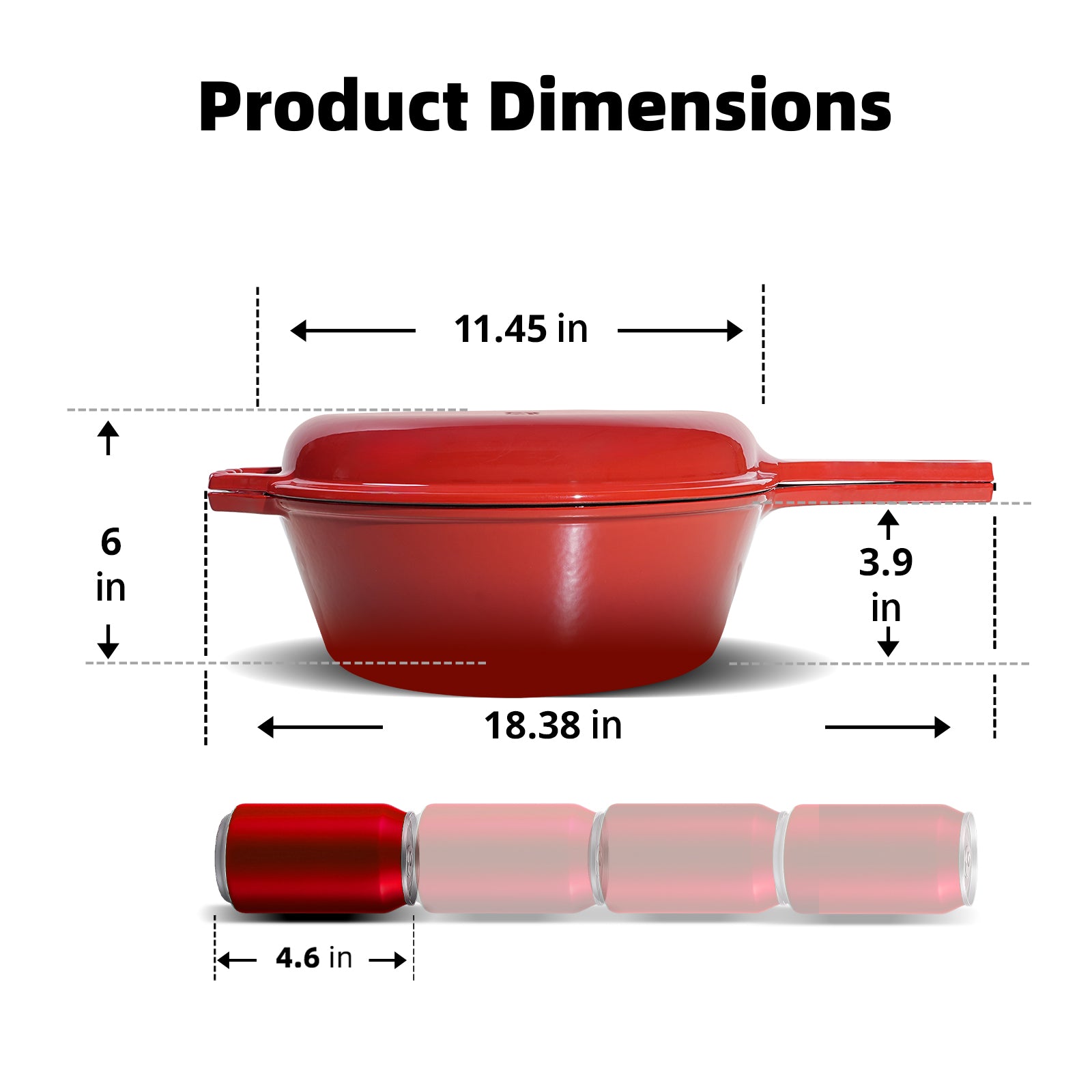 6.5-Quart Enameled Cast Iron Double Dutch Oven