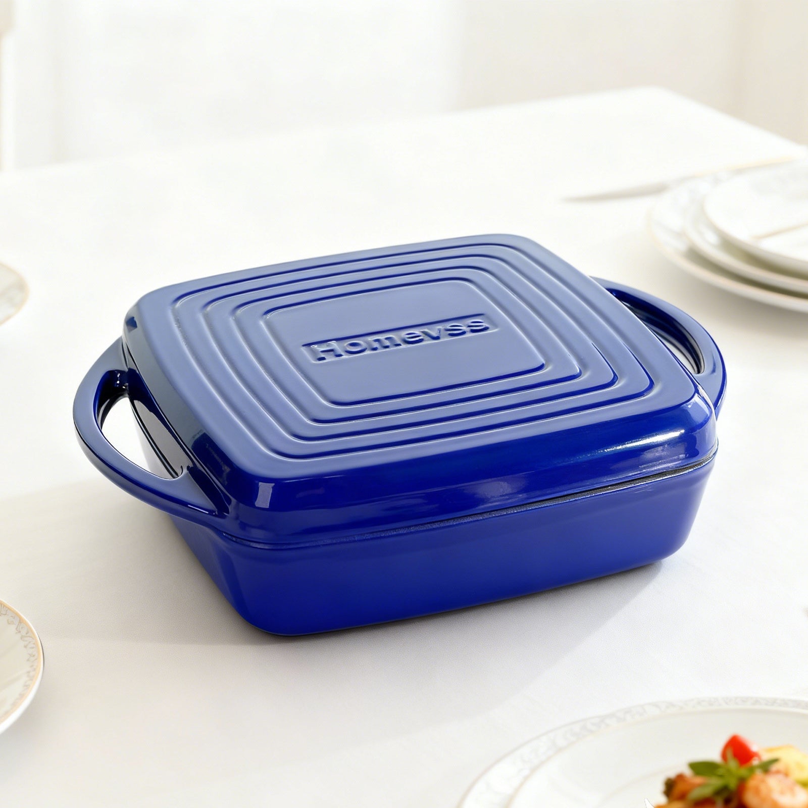 7-Quart Square Enameled Cast Iron Double Dutch Oven