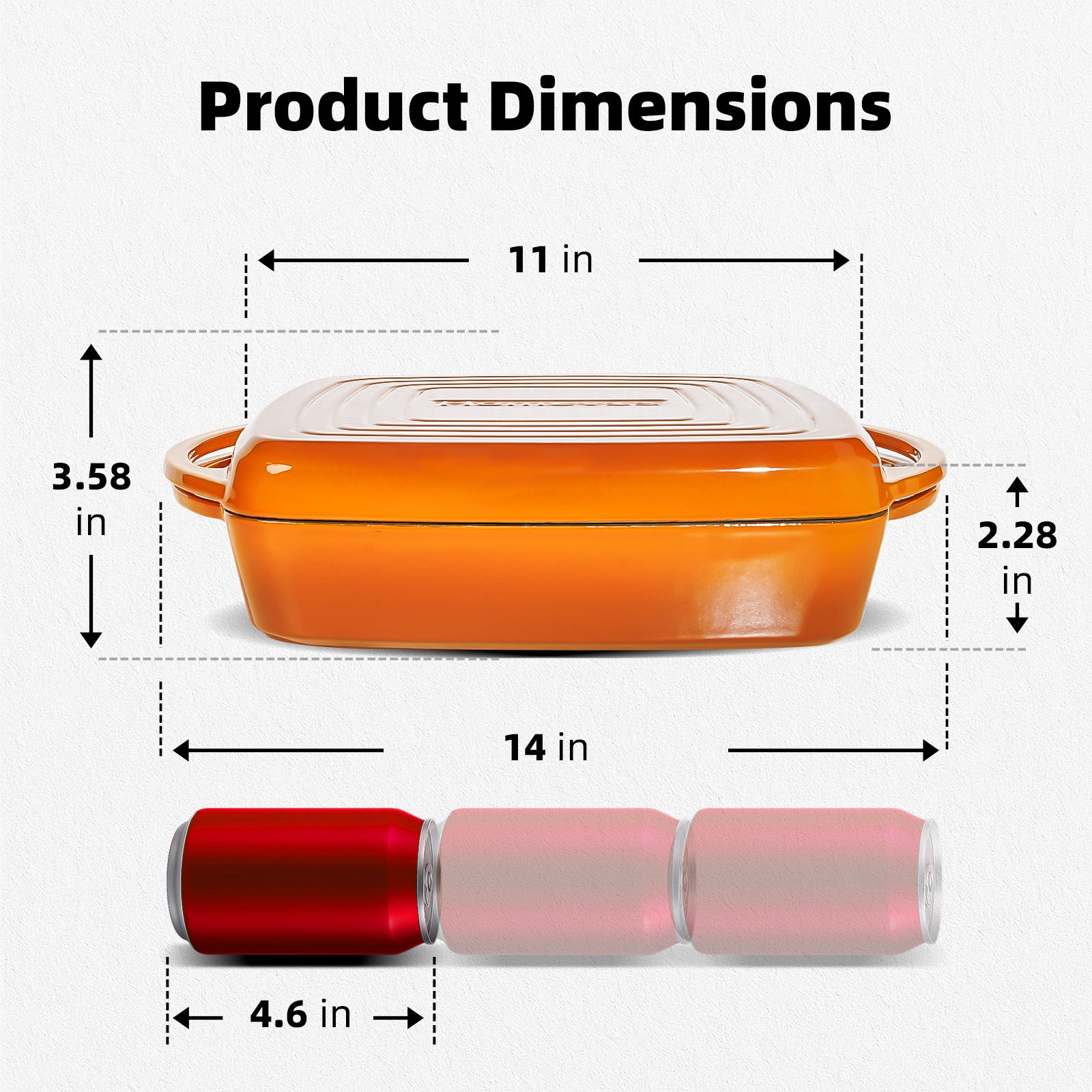 7-Quart Square Enameled Cast Iron Double Dutch Oven