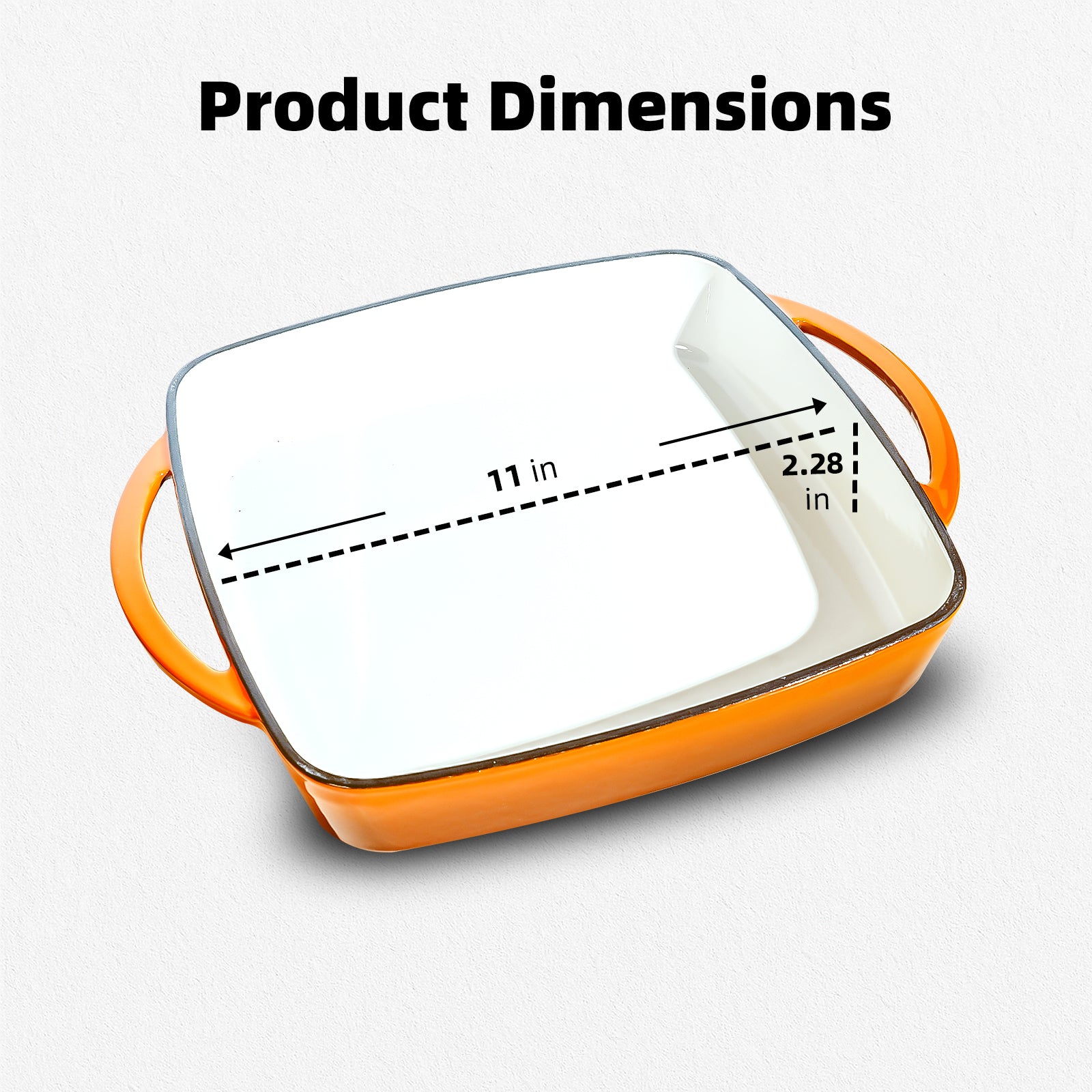 7-Quart Square Enameled Cast Iron Double Dutch Oven