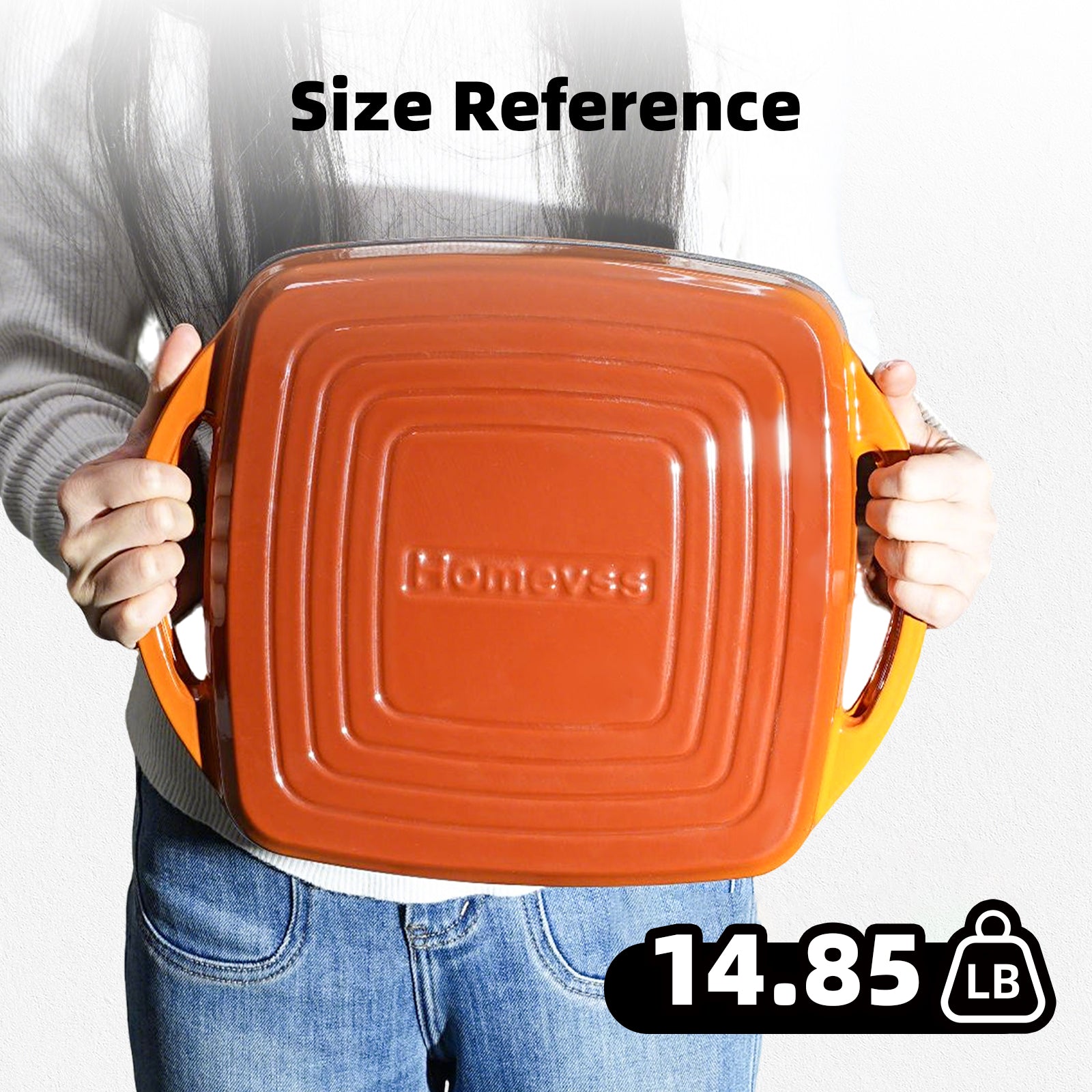 7-Quart Square Enameled Cast Iron Double Dutch Oven