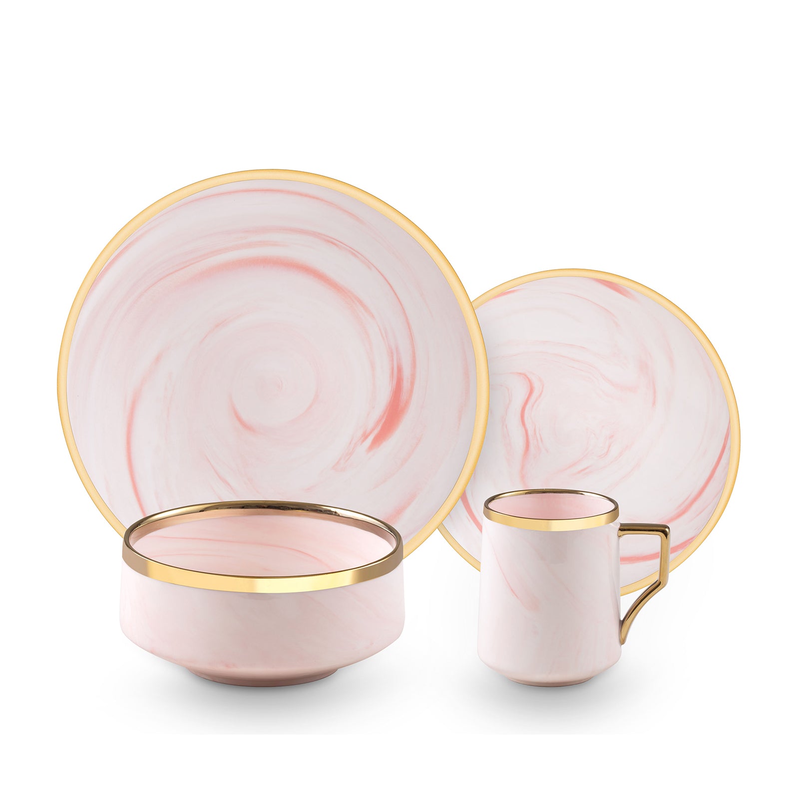 Artisan Marbled Fine China Dinnerware Set,Gold-Rim