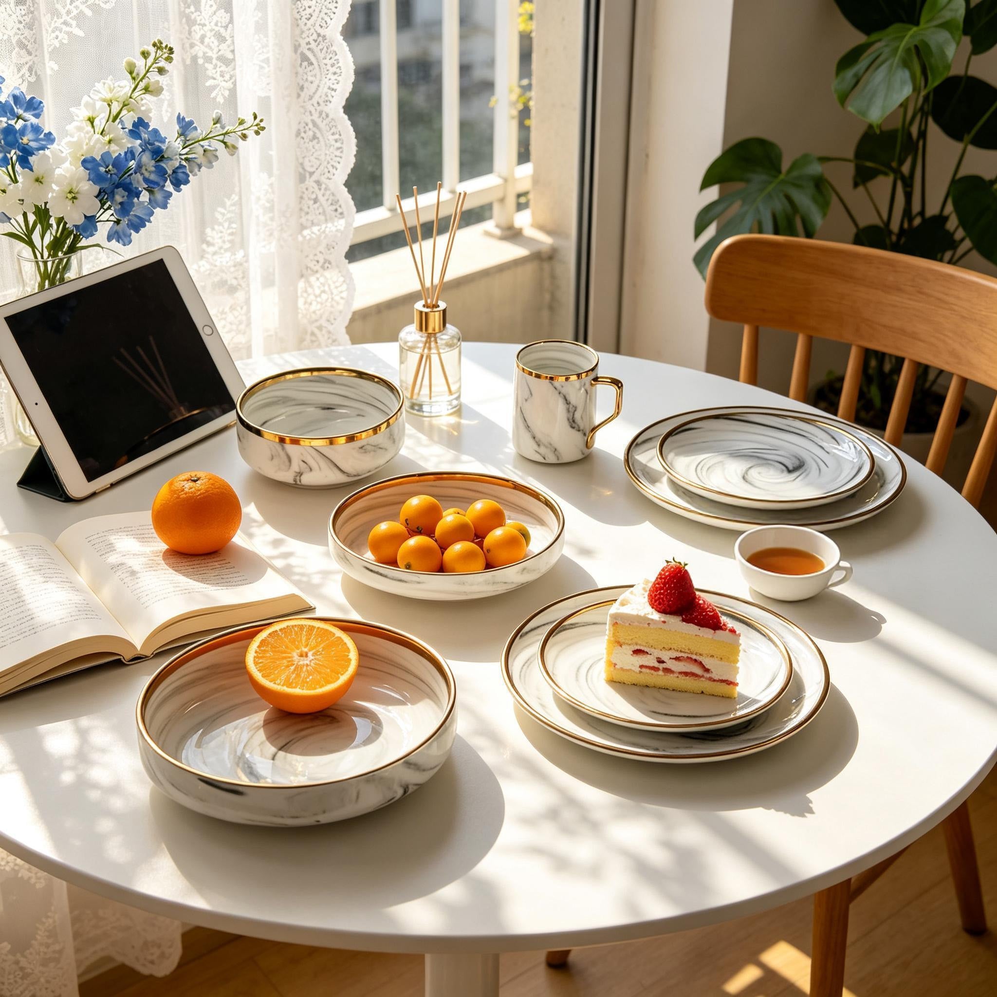 Artisan Marbled Fine China Dinnerware Set