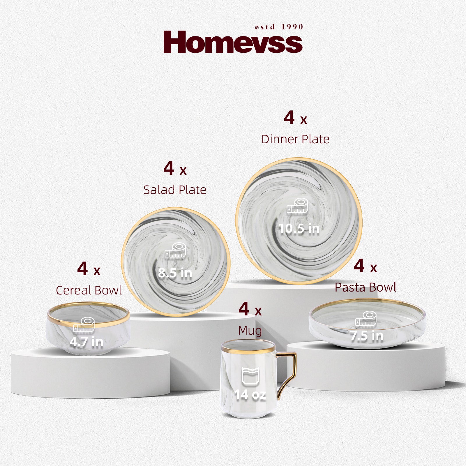 Artisan Marbled Fine China Dinnerware Set