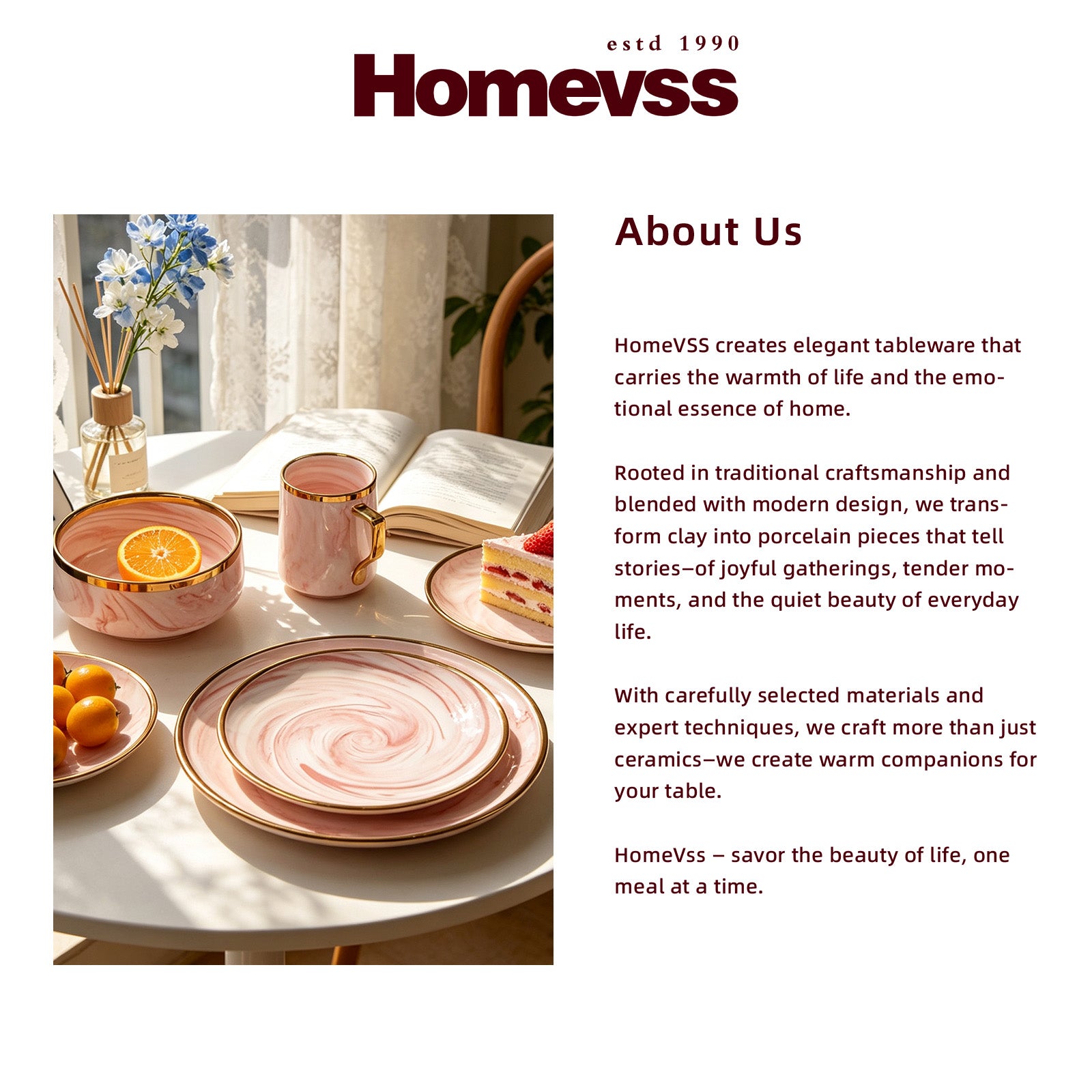HomeVSS infographic detailing the 16 pieces included in the pink dish set
