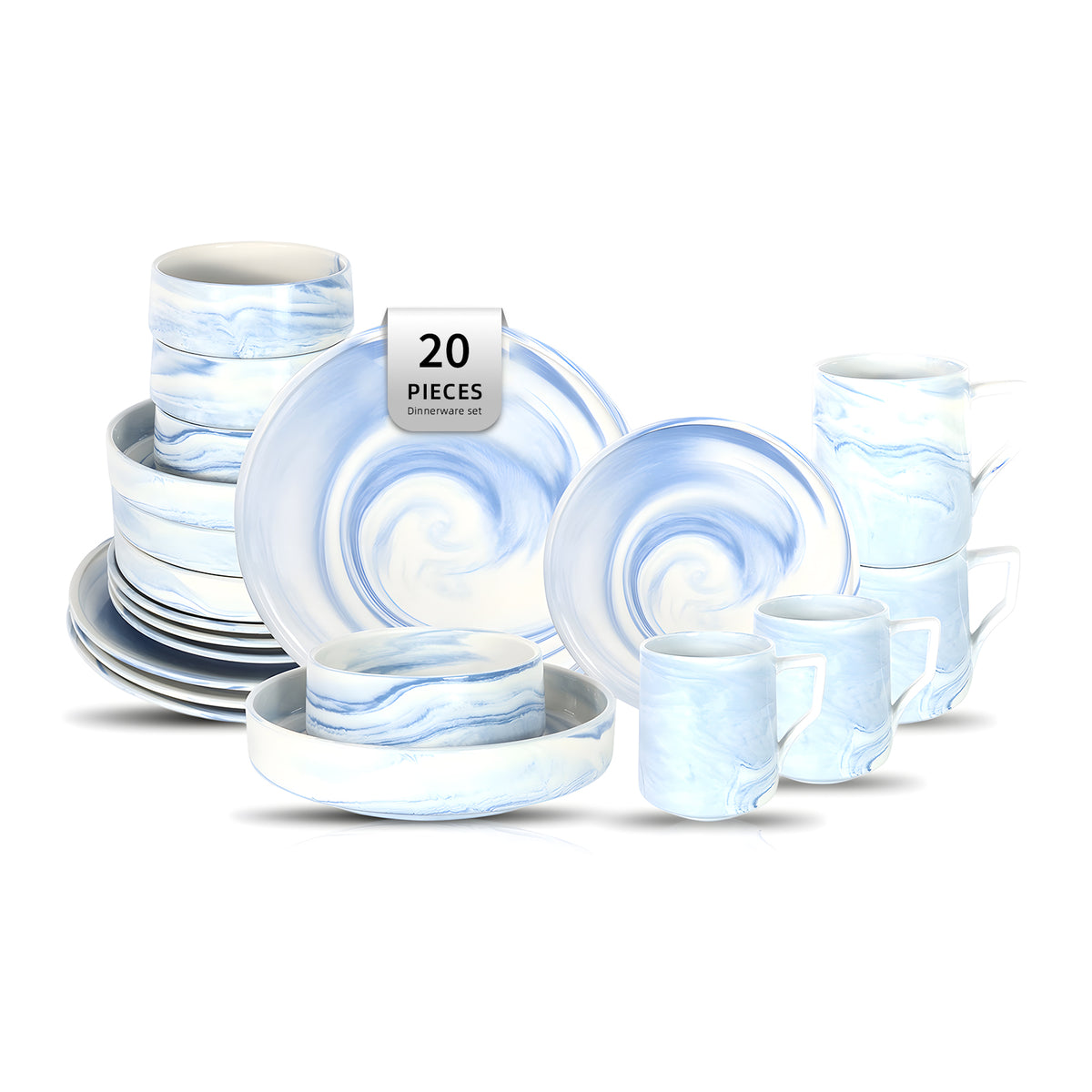 Artisan Marbled Fine China Dinnerware Set