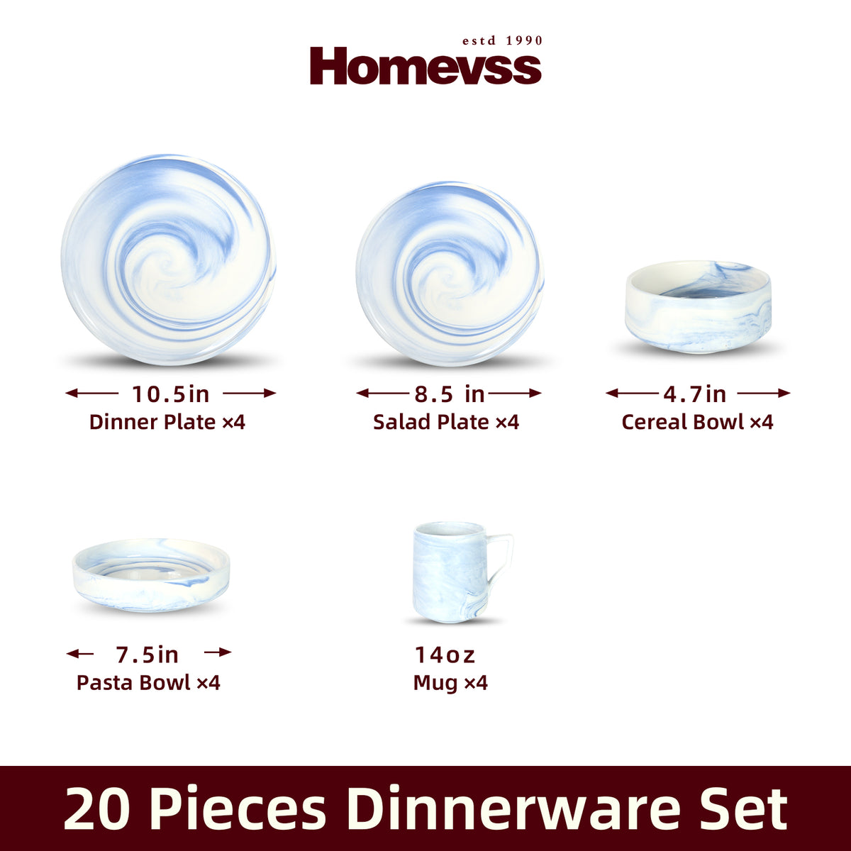 Artisan Marbled Fine China Dinnerware Set