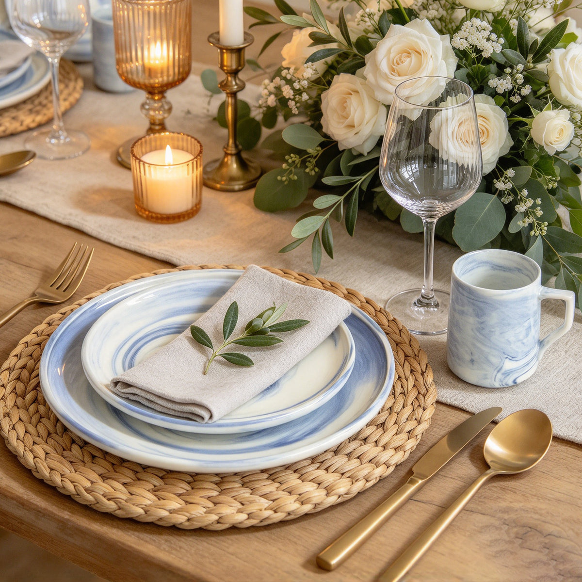 Artisan Marbled Fine China Dinnerware Set