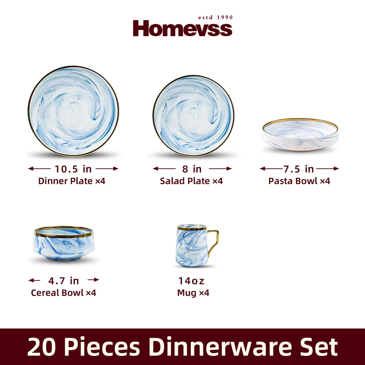Artisan Marbled Fine China Dinnerware Set