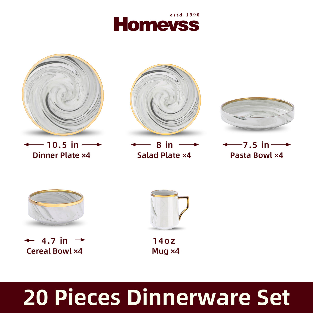Artisan Marbled Fine China Dinnerware Set
