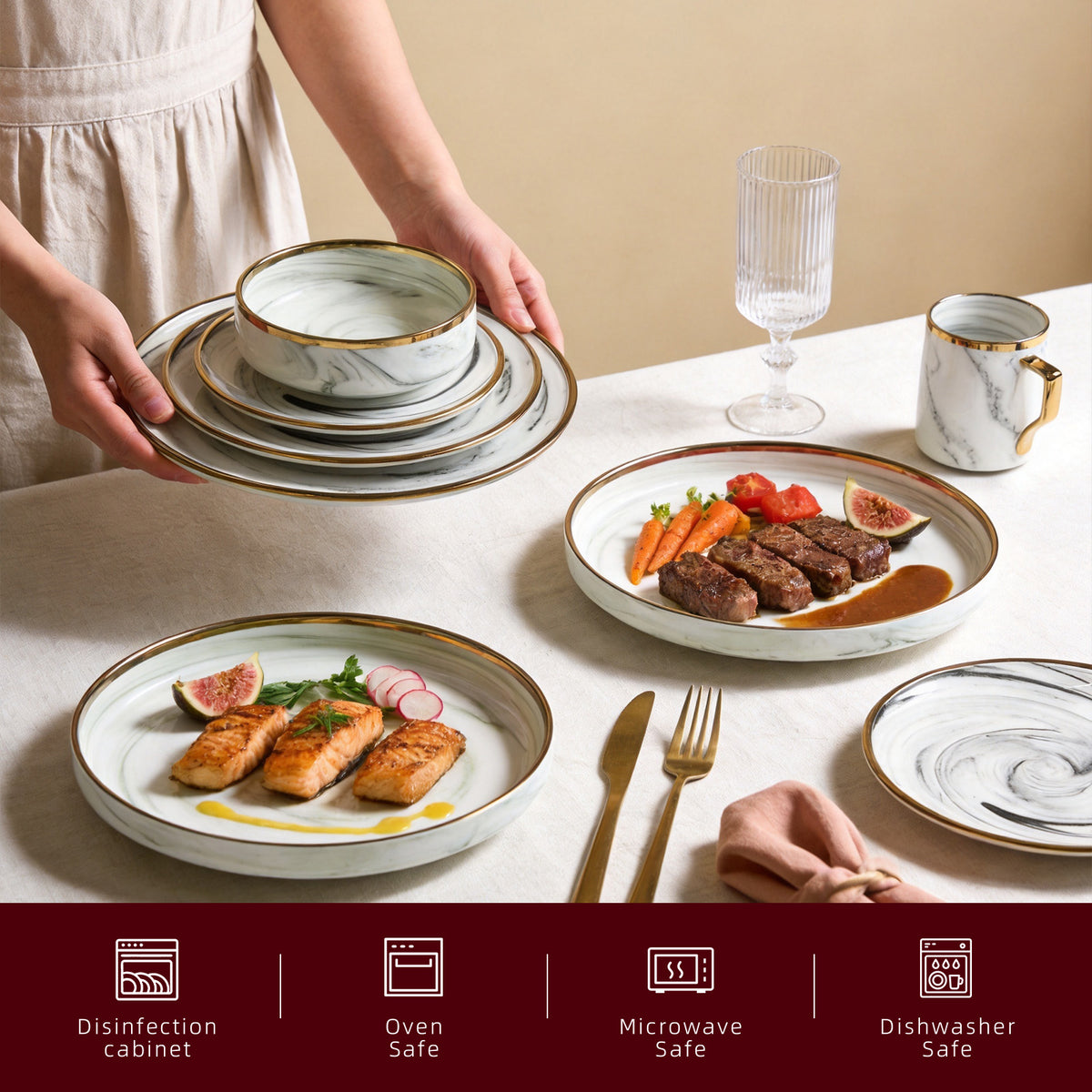 Artisan Marbled Fine China Dinnerware Set
