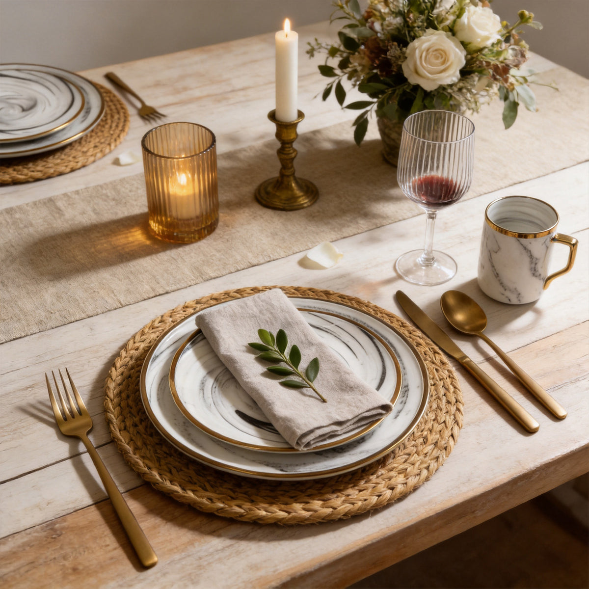 Artisan Marbled Fine China Dinnerware Set