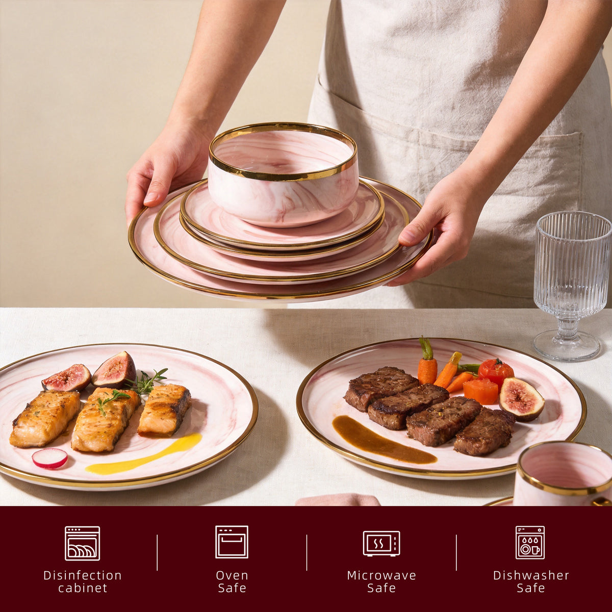 Artisan Marbled Fine China Dinnerware Set