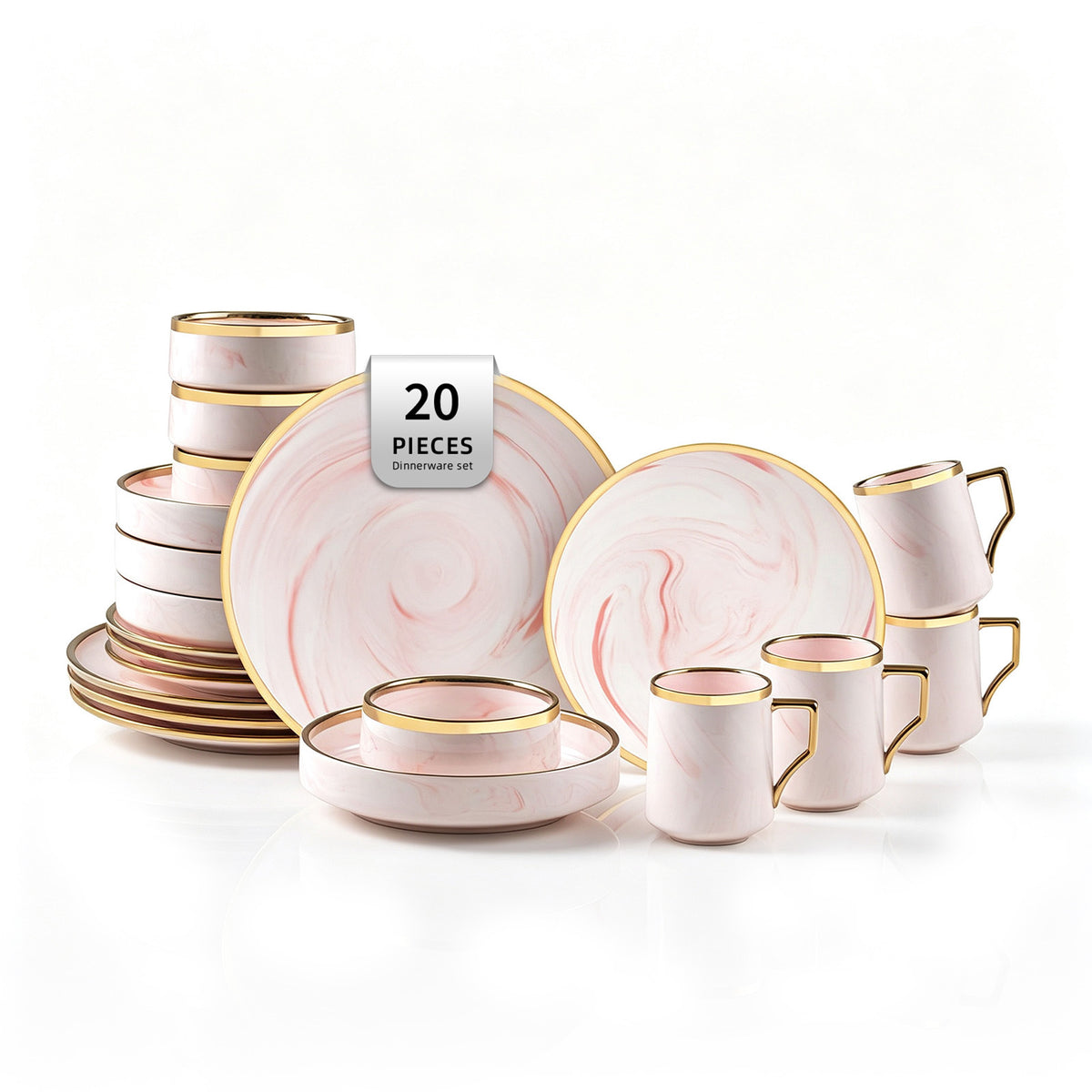 Artisan Marbled Fine China Dinnerware Set