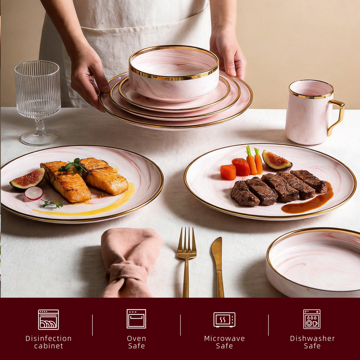 Artisan Marbled Fine China Dinnerware Set