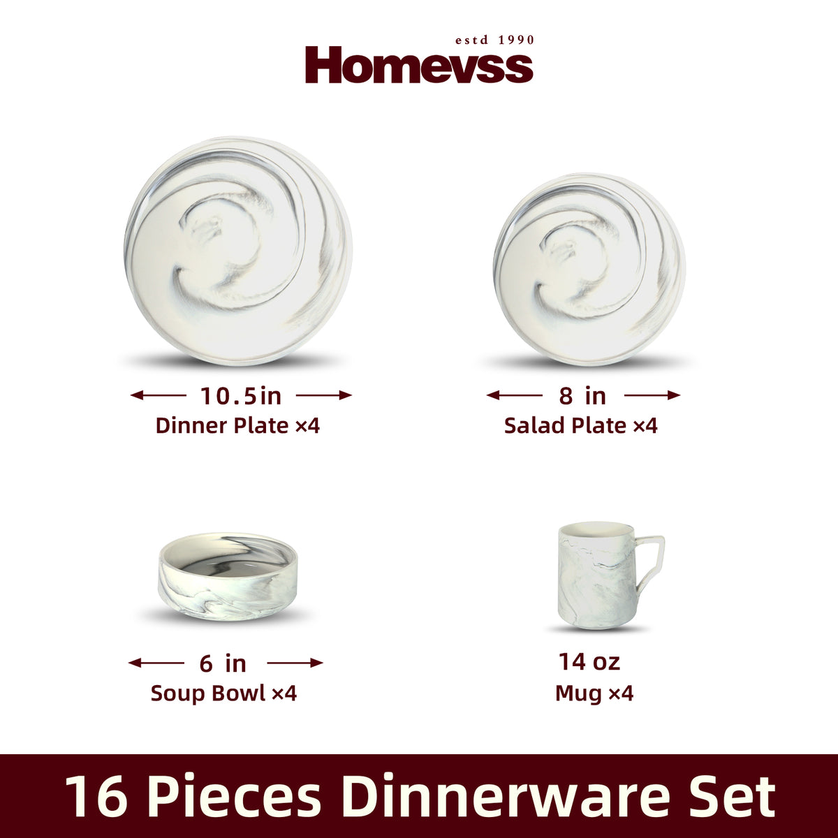 Artisan Marbled Fine China Dinnerware Set