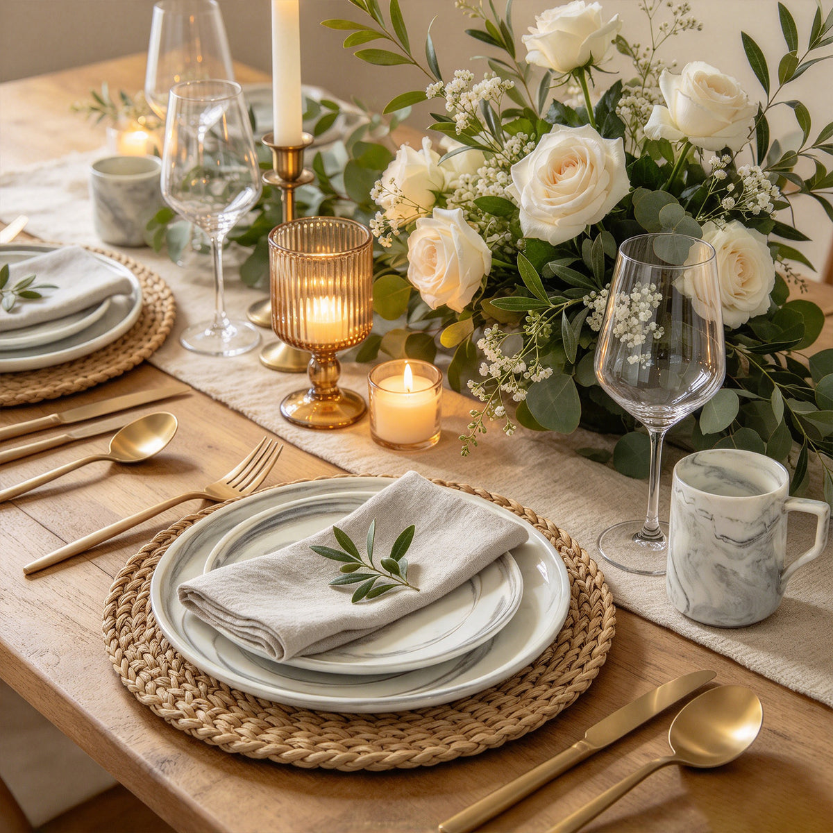 Artisan Marbled Fine China Dinnerware Set