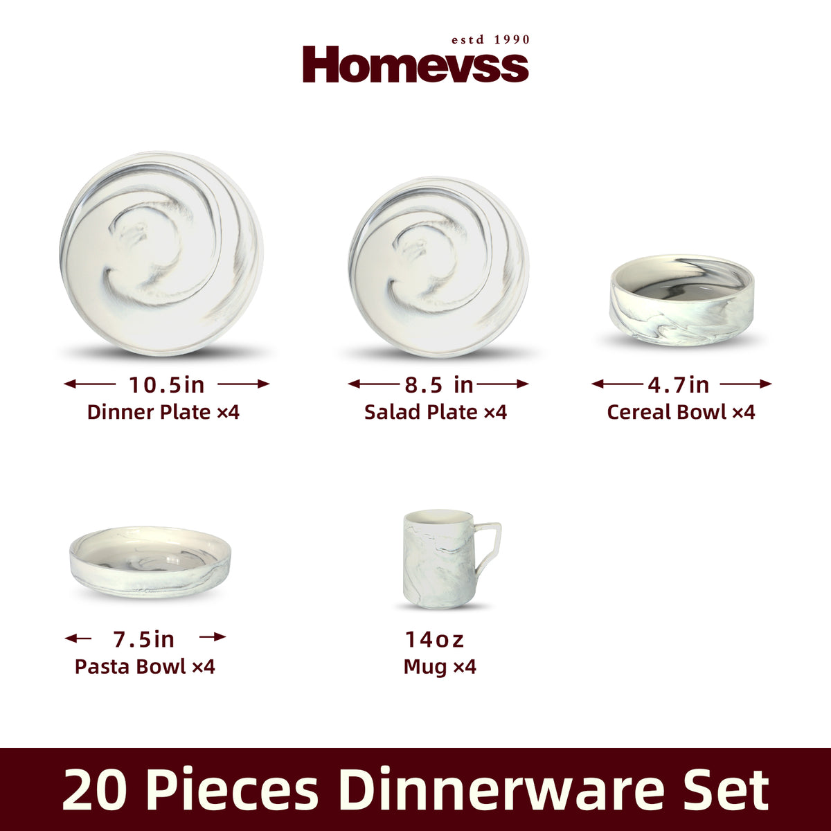 Artisan Marbled Fine China Dinnerware Set