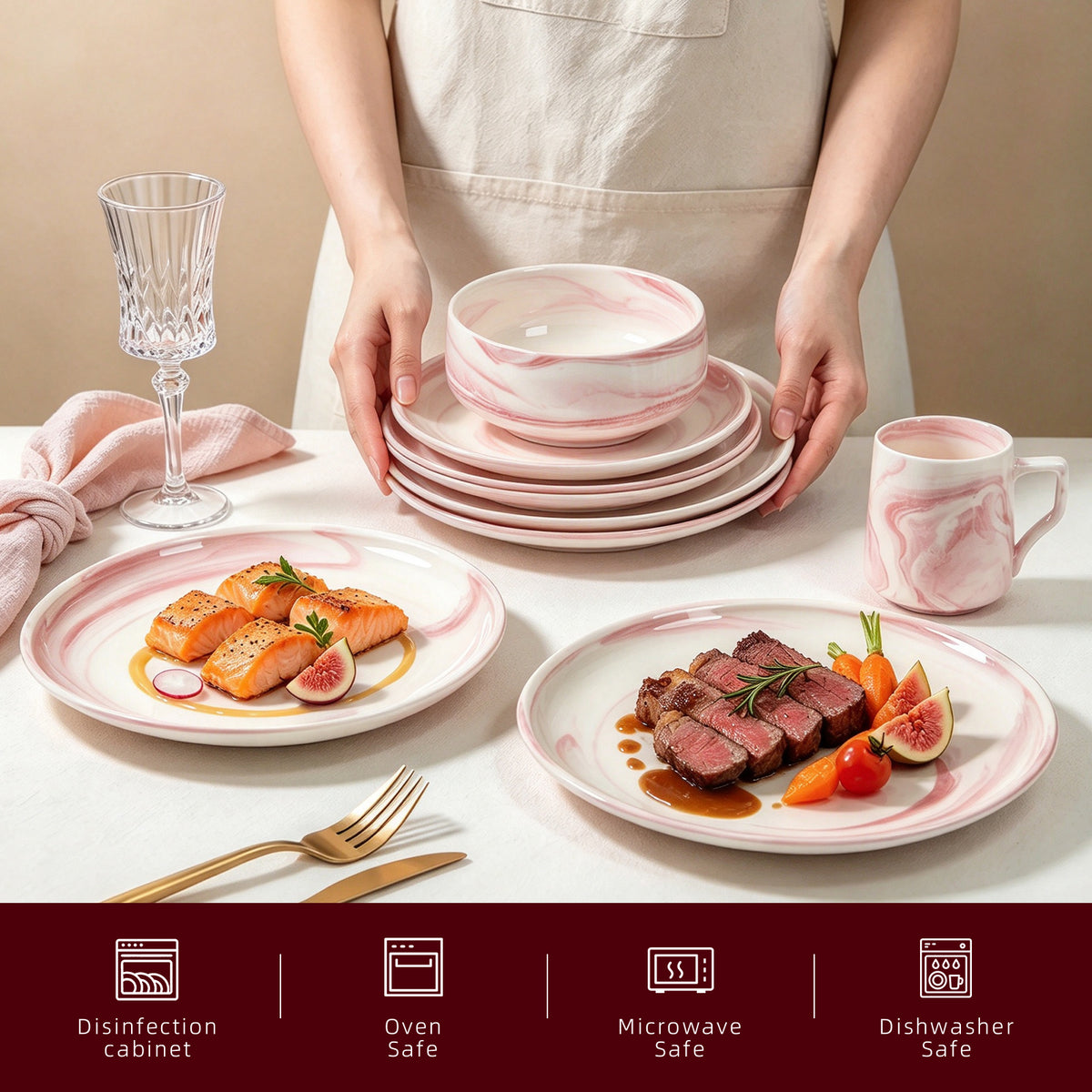 Artisan Marbled Fine China Dinnerware Set
