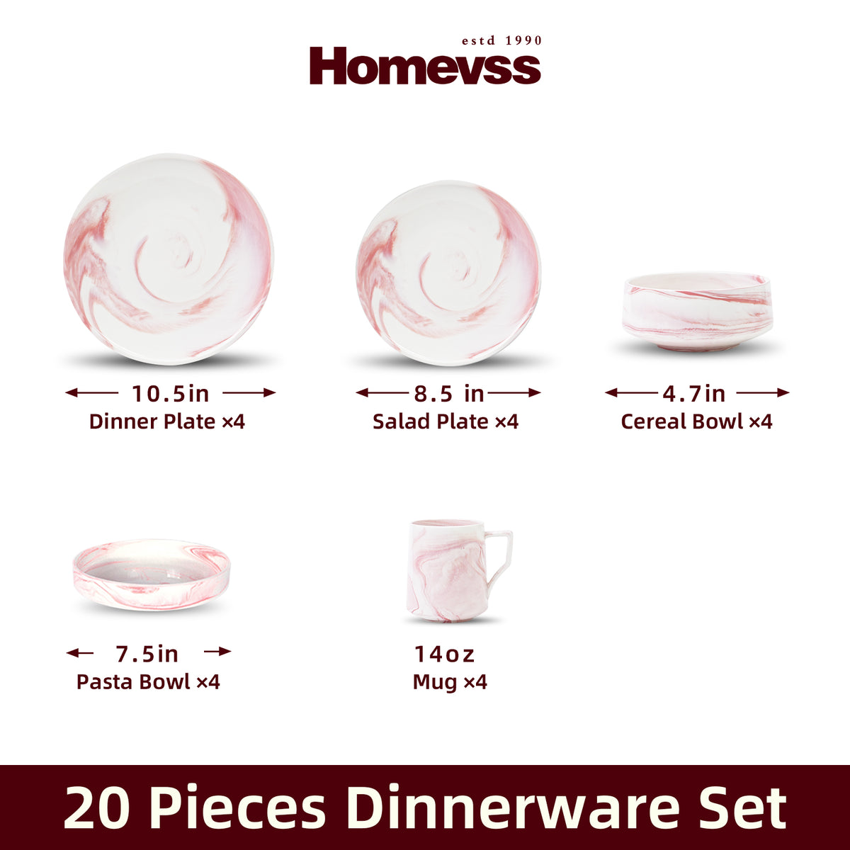 Artisan Marbled Fine China Dinnerware Set