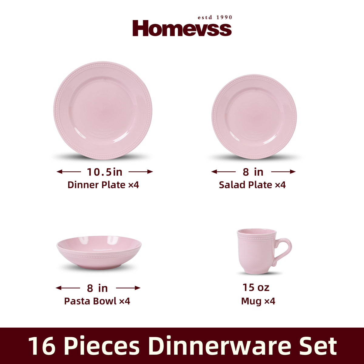 Embossed Pearl Dots Stoneware Dinnerware Set