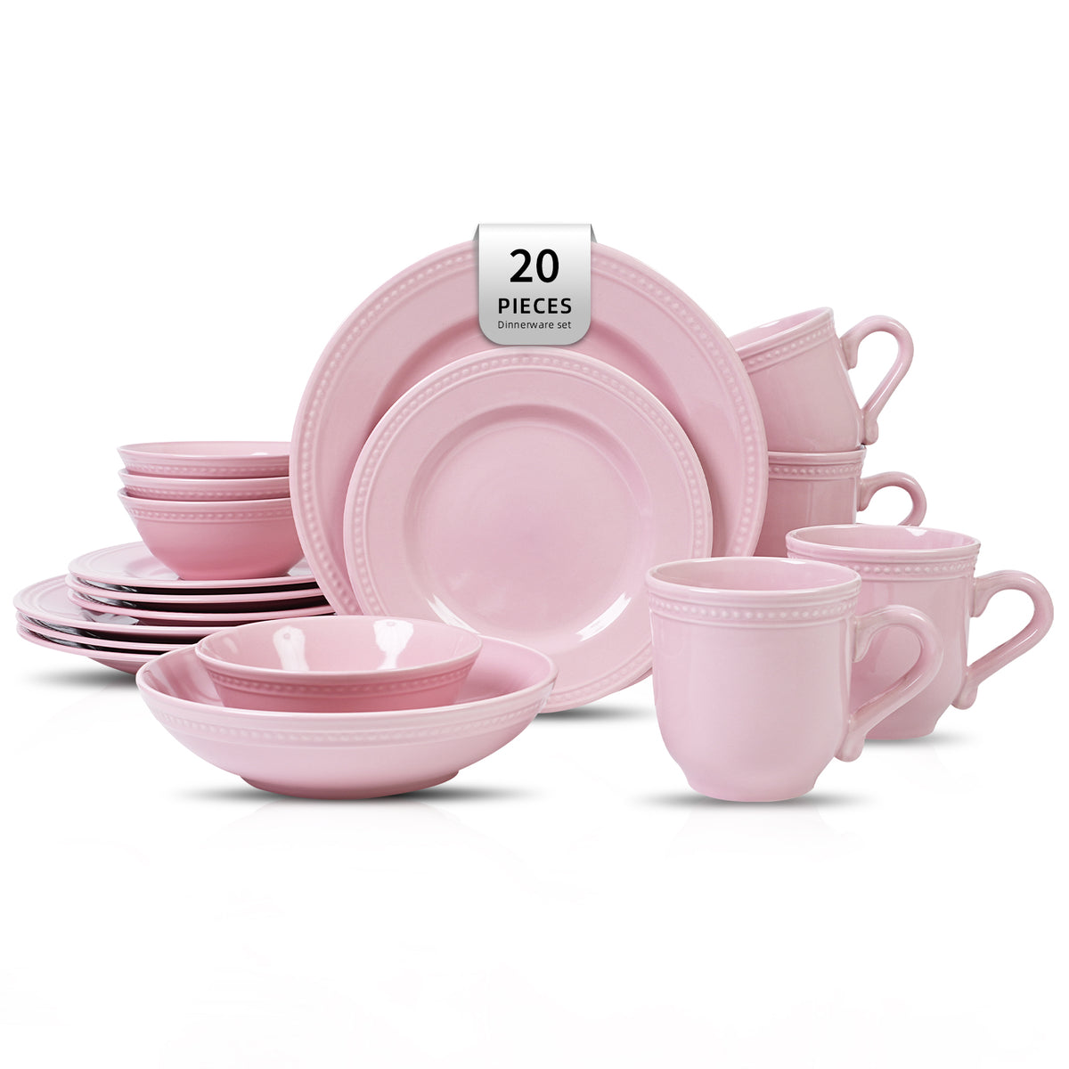 Embossed Pearl Dots Stoneware Dinnerware Set
