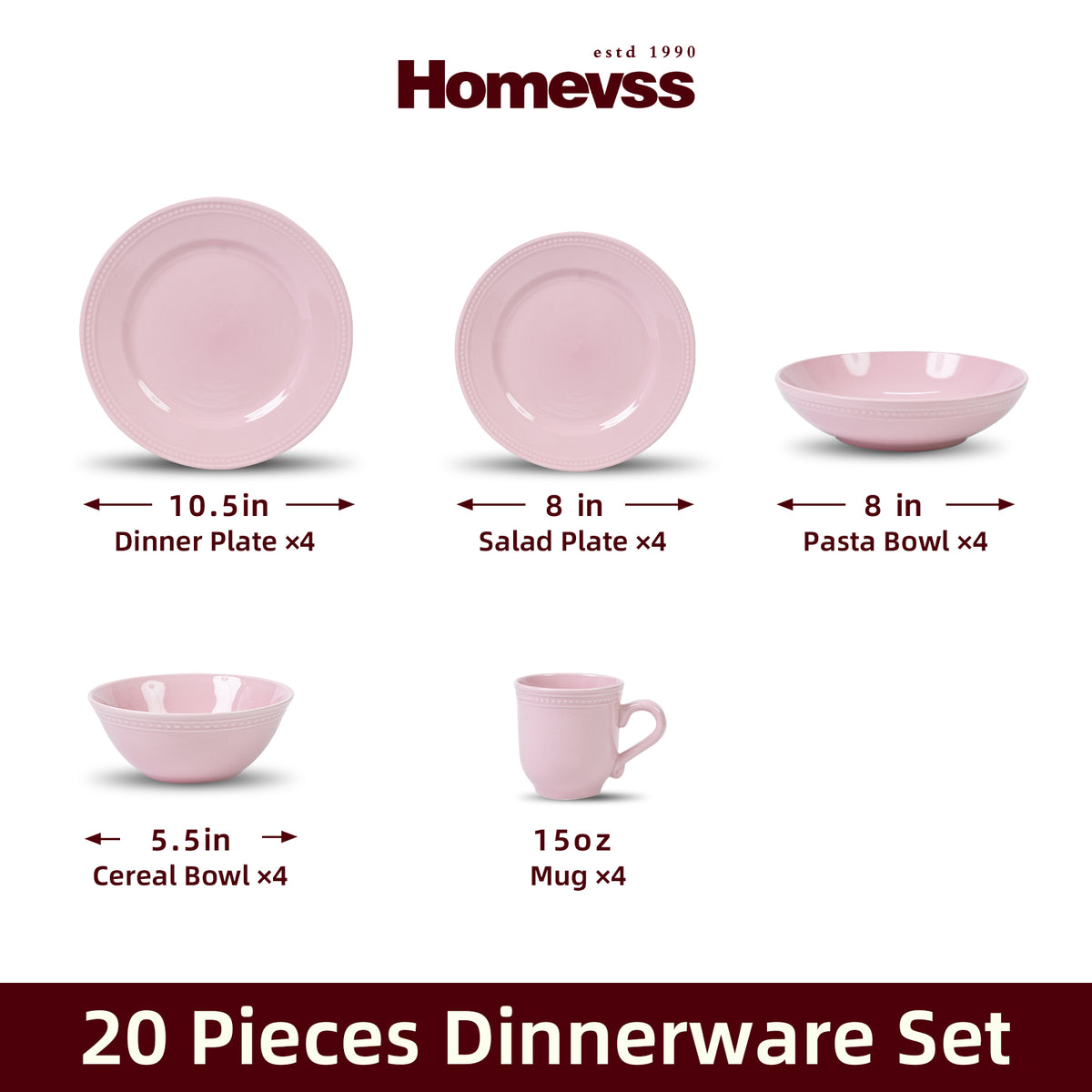Embossed Pearl Dots Stoneware Dinnerware Set