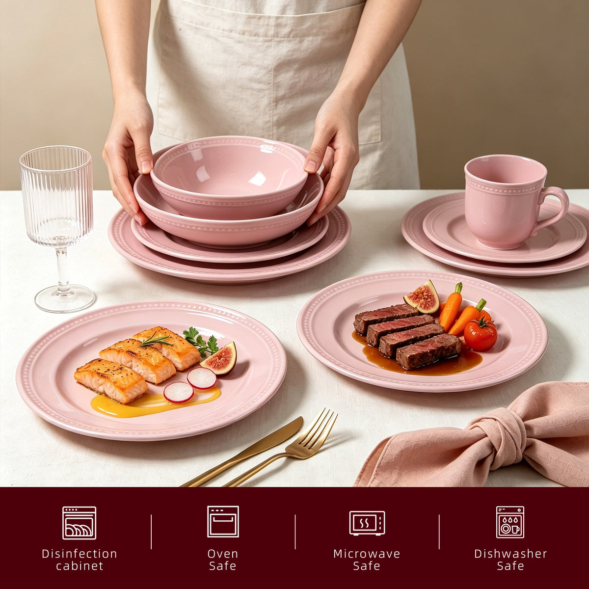 Embossed Pearl Dots Stoneware Dinnerware Set