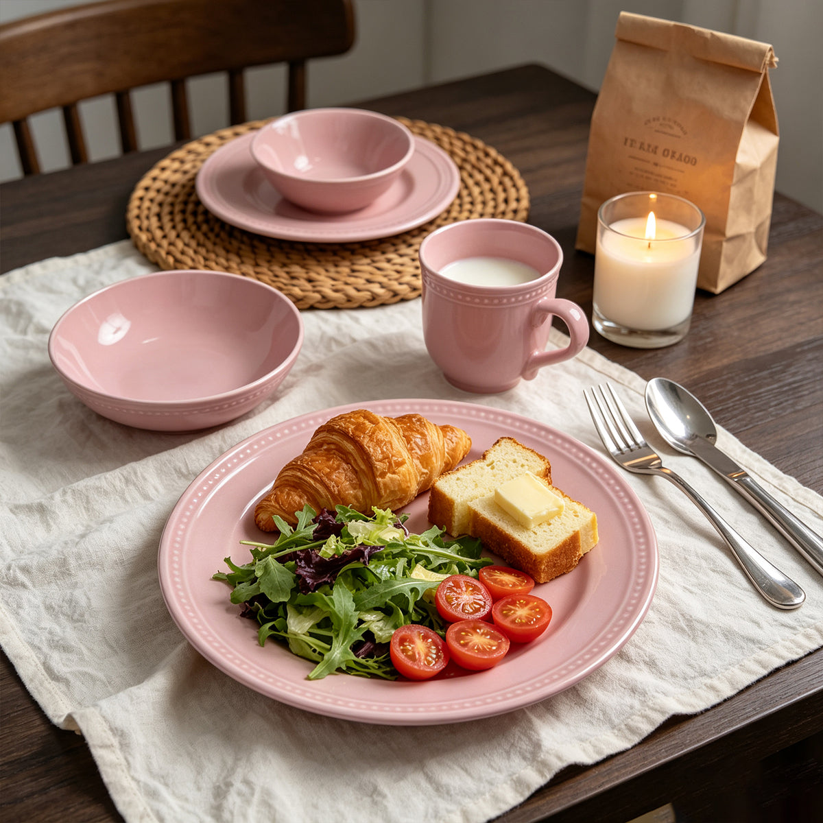 Embossed Pearl Dots Stoneware Dinnerware Set