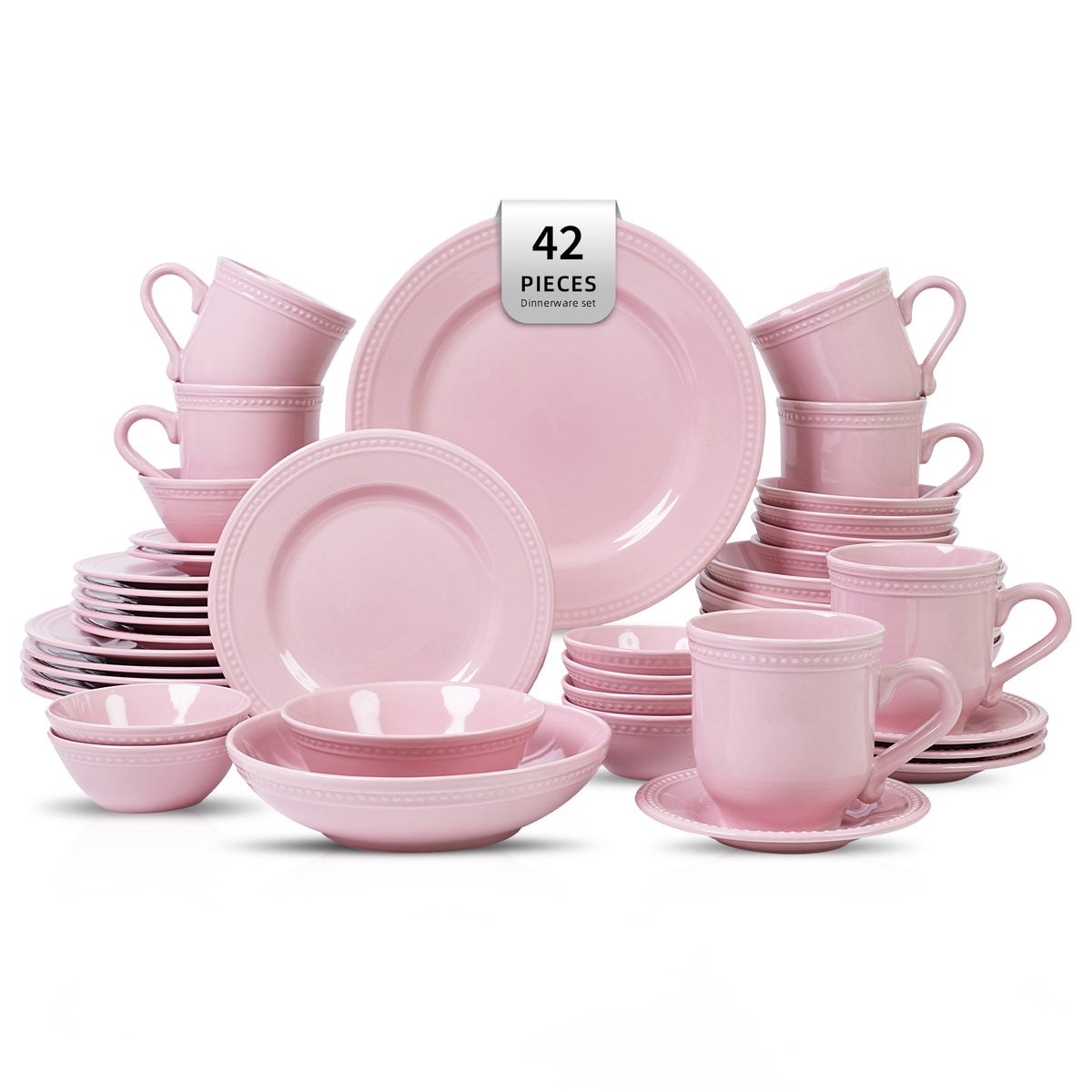 Embossed Pearl Dots Stoneware Dinnerware Set