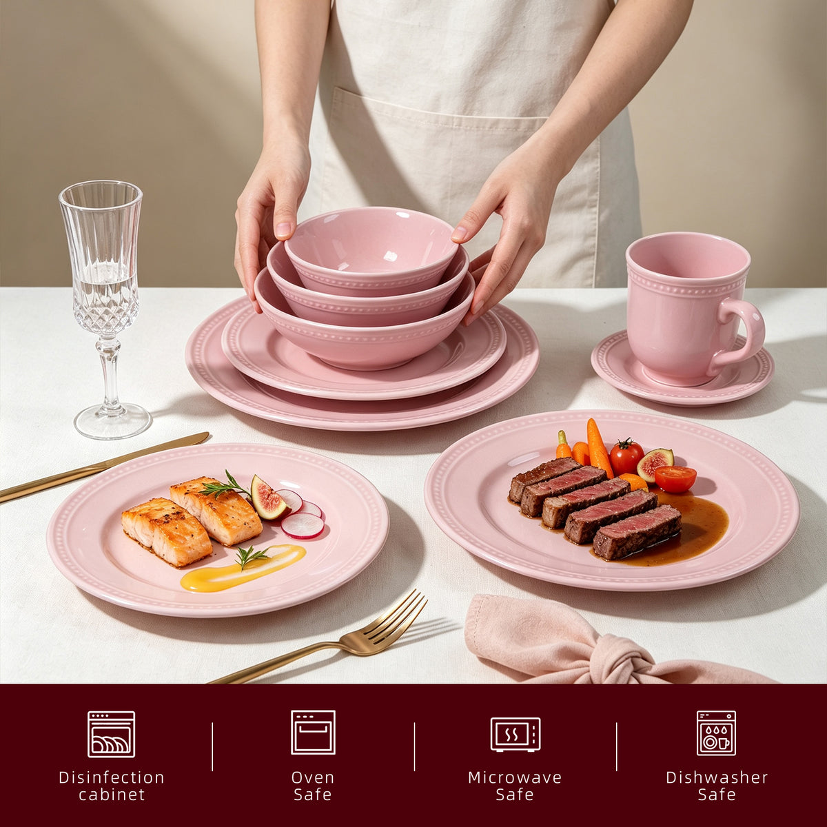 Embossed Pearl Dots Stoneware Dinnerware Set