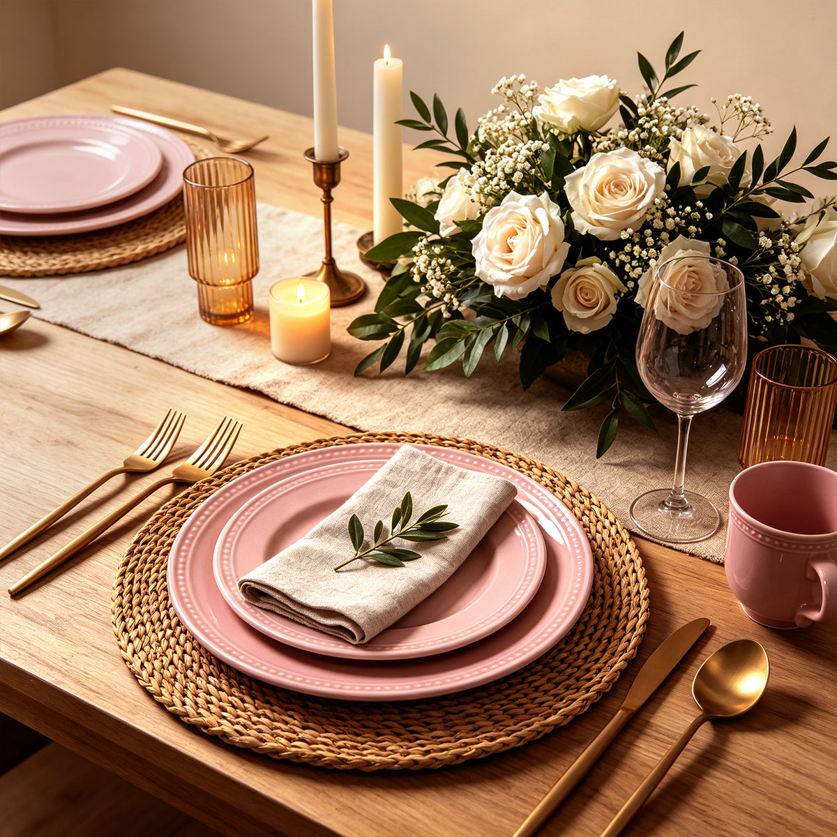 Embossed Pearl Dots Stoneware Dinnerware Set