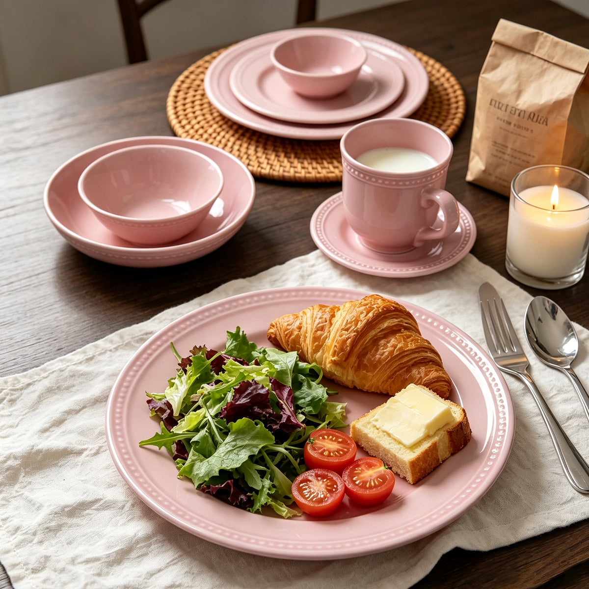 Embossed Pearl Dots Stoneware Dinnerware Set
