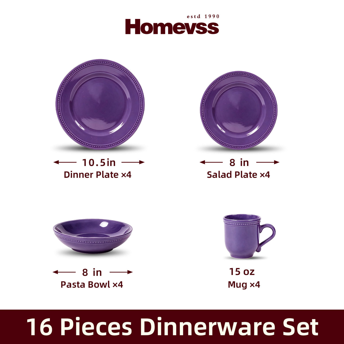Embossed Pearl Dots Stoneware Dinnerware Set