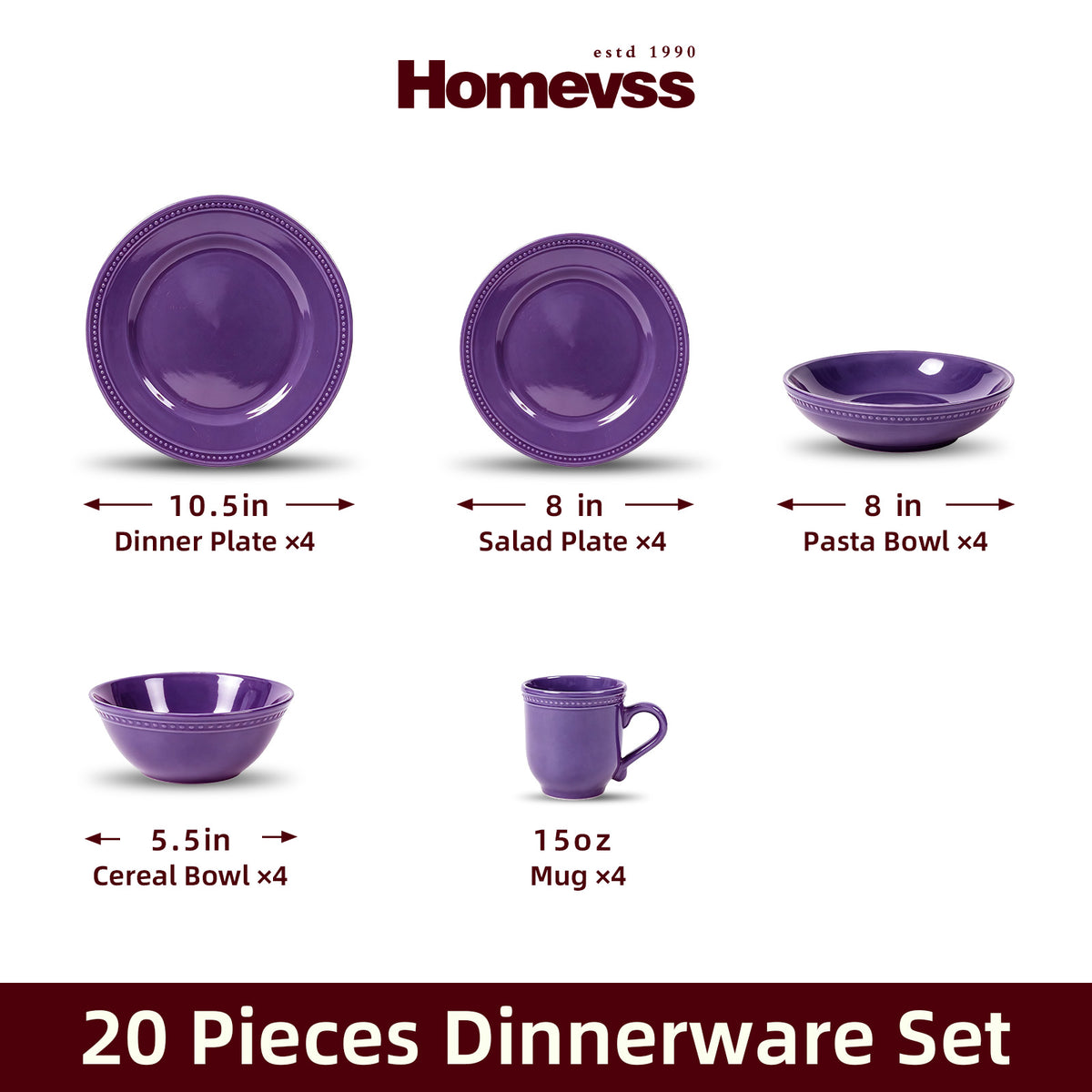 Embossed Pearl Dots Stoneware Dinnerware Set
